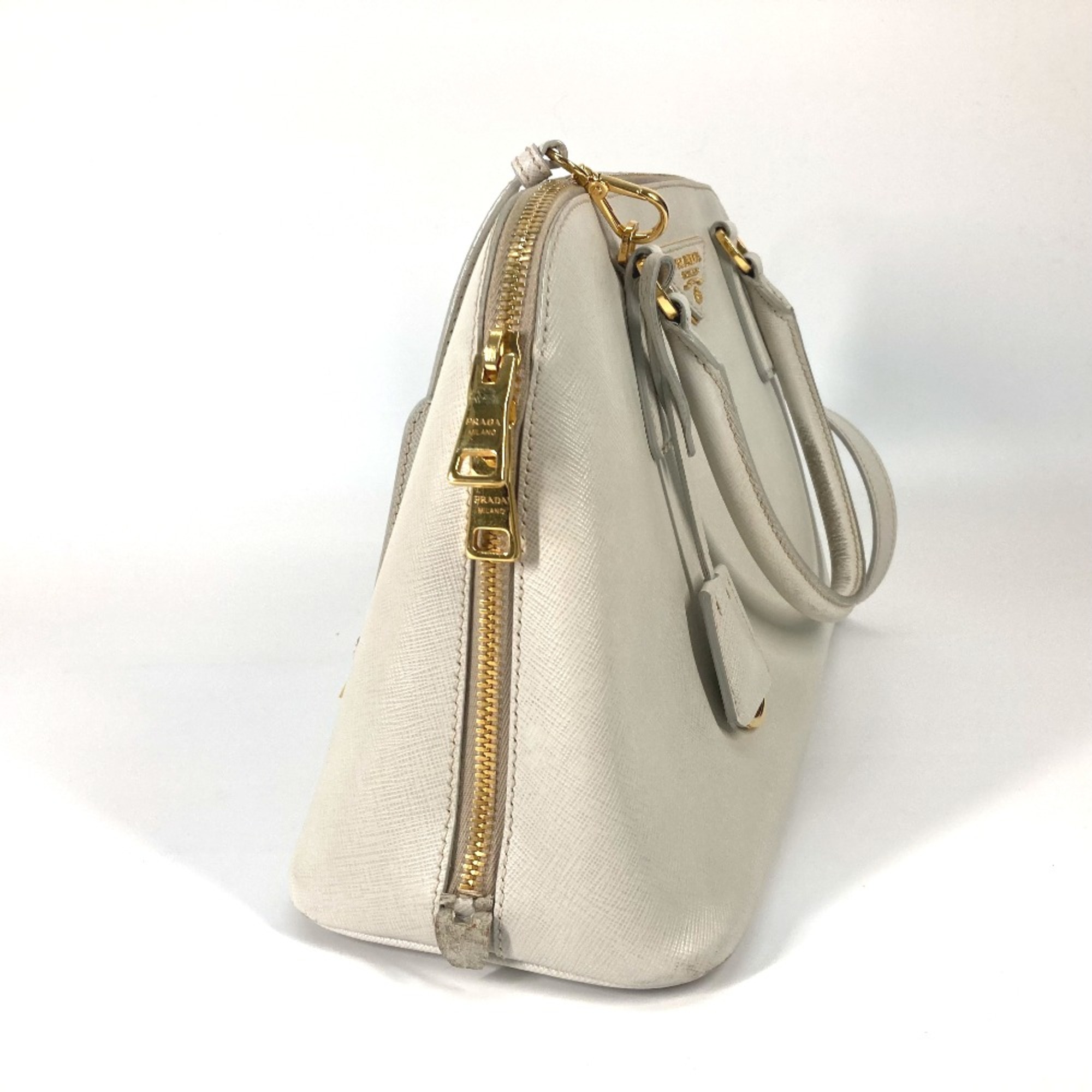 PRADA BL0837 triangle logo triangle logo plate 2WAY bag Crossbody Hand Bag White