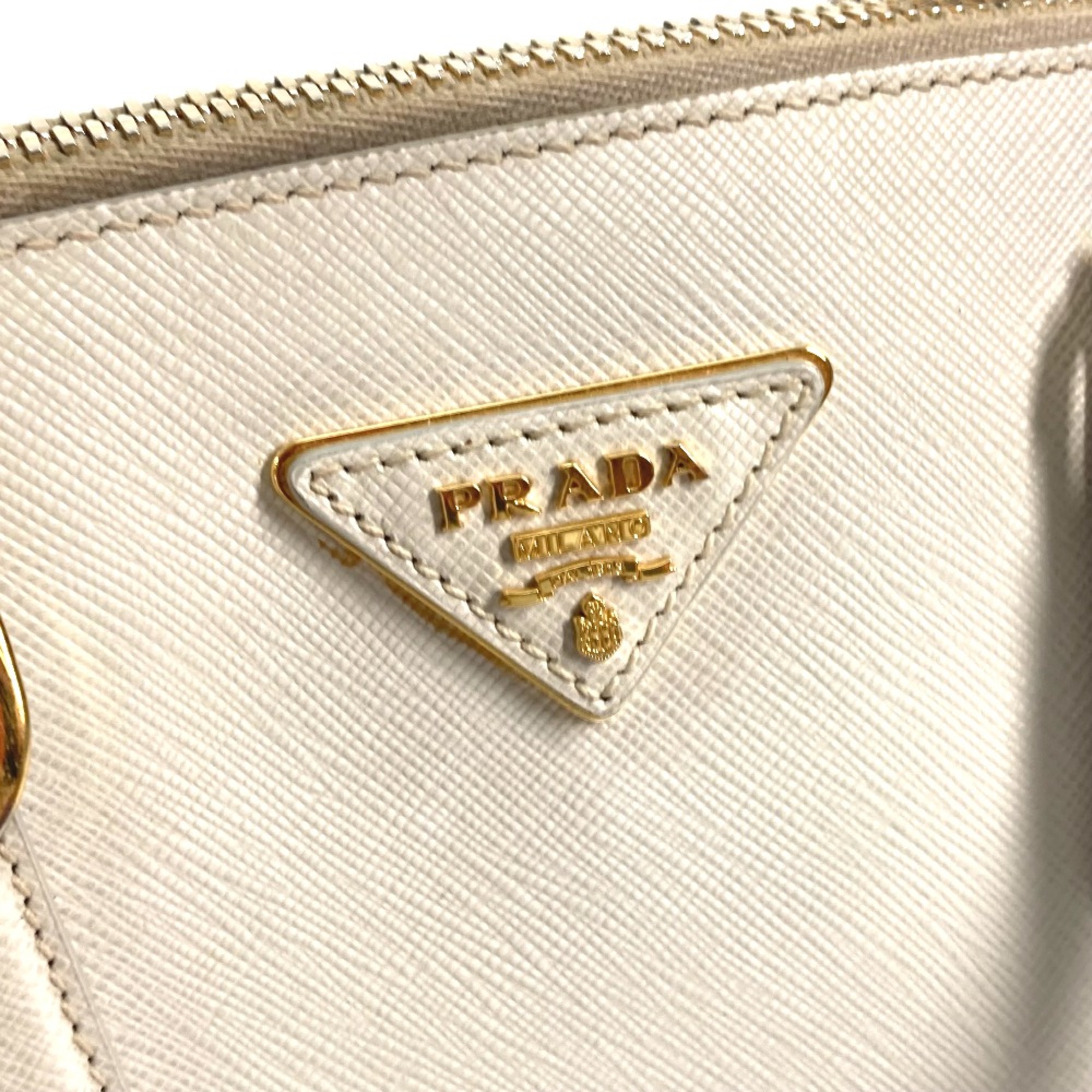 PRADA BL0837 triangle logo triangle logo plate 2WAY bag Crossbody Hand Bag White