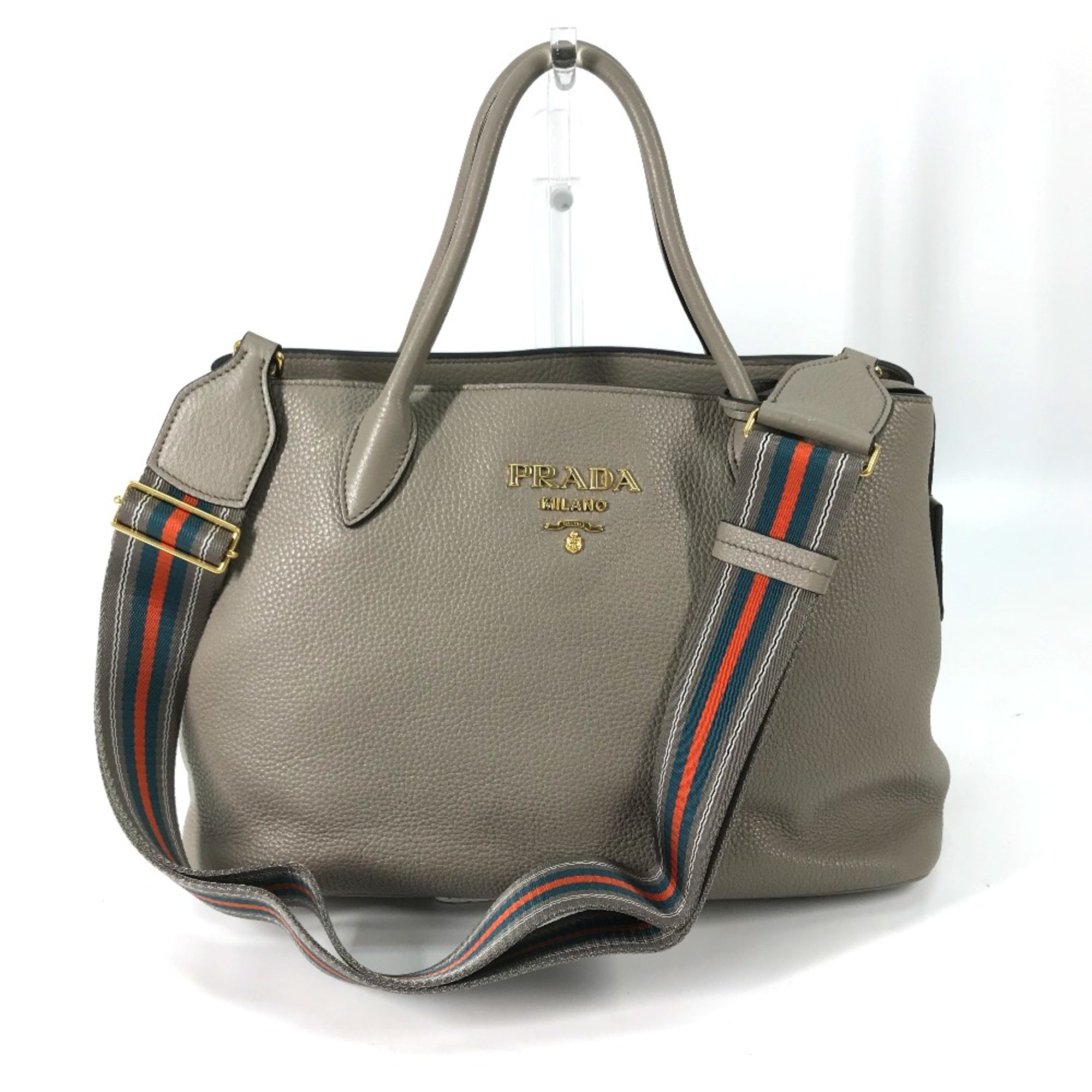 PRADA 1BA579 logo 2WAY Hand Bag Crossbody Shoulder bag Shoulder Bag gray