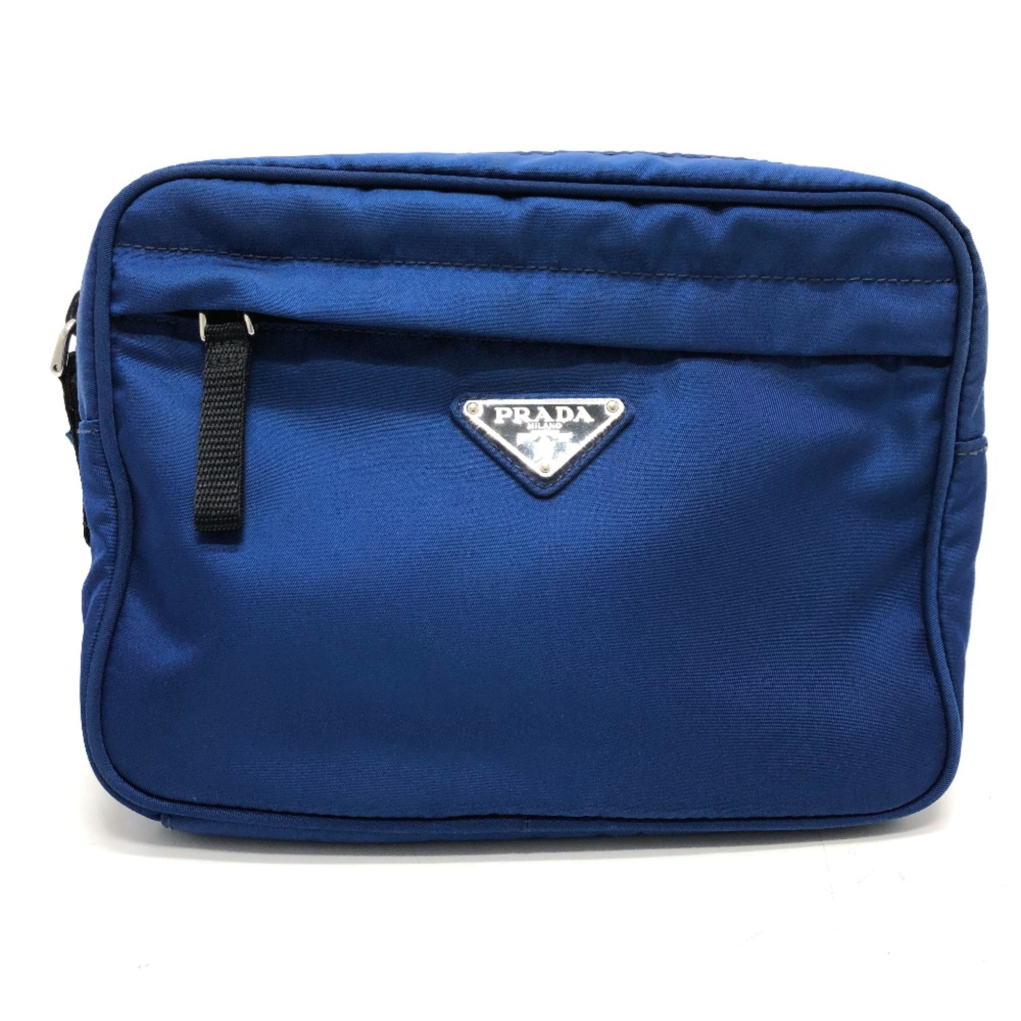 PRADA 2VL001 Triangle logo Bag Waist Pouch blue SilverHardware