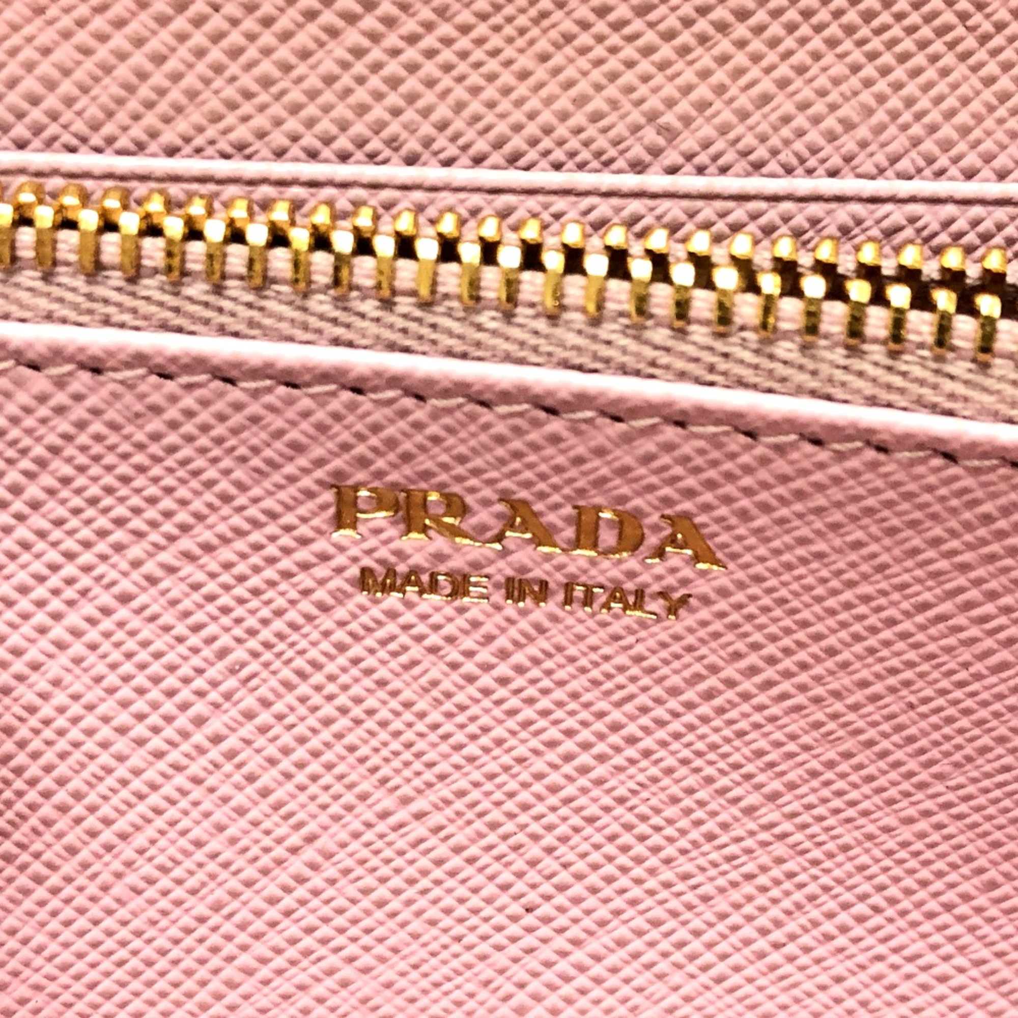 PRADA 1ML506 logo Zip Around Long Wallet pink GoldHardware