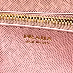 PRADA 1ML506 logo Zip Around Long Wallet pink GoldHardware