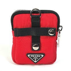 PRADA 2NA026 triangle logo triangle logo plate Bicolor Pouch Red Black