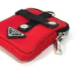 PRADA 2NA026 triangle logo triangle logo plate Bicolor Pouch Red Black