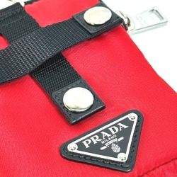 PRADA 2NA026 triangle logo triangle logo plate Bicolor Pouch Red Black