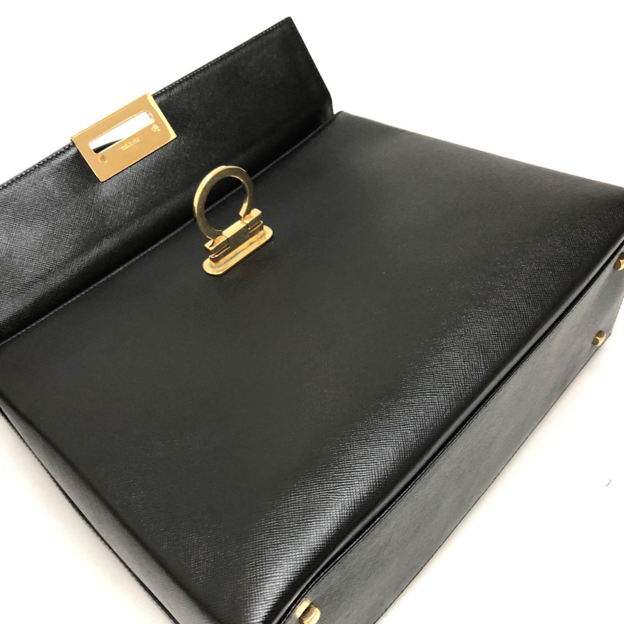 Salvatore Ferragamo Bag 2WAY Hand Bag Black GoldHardware