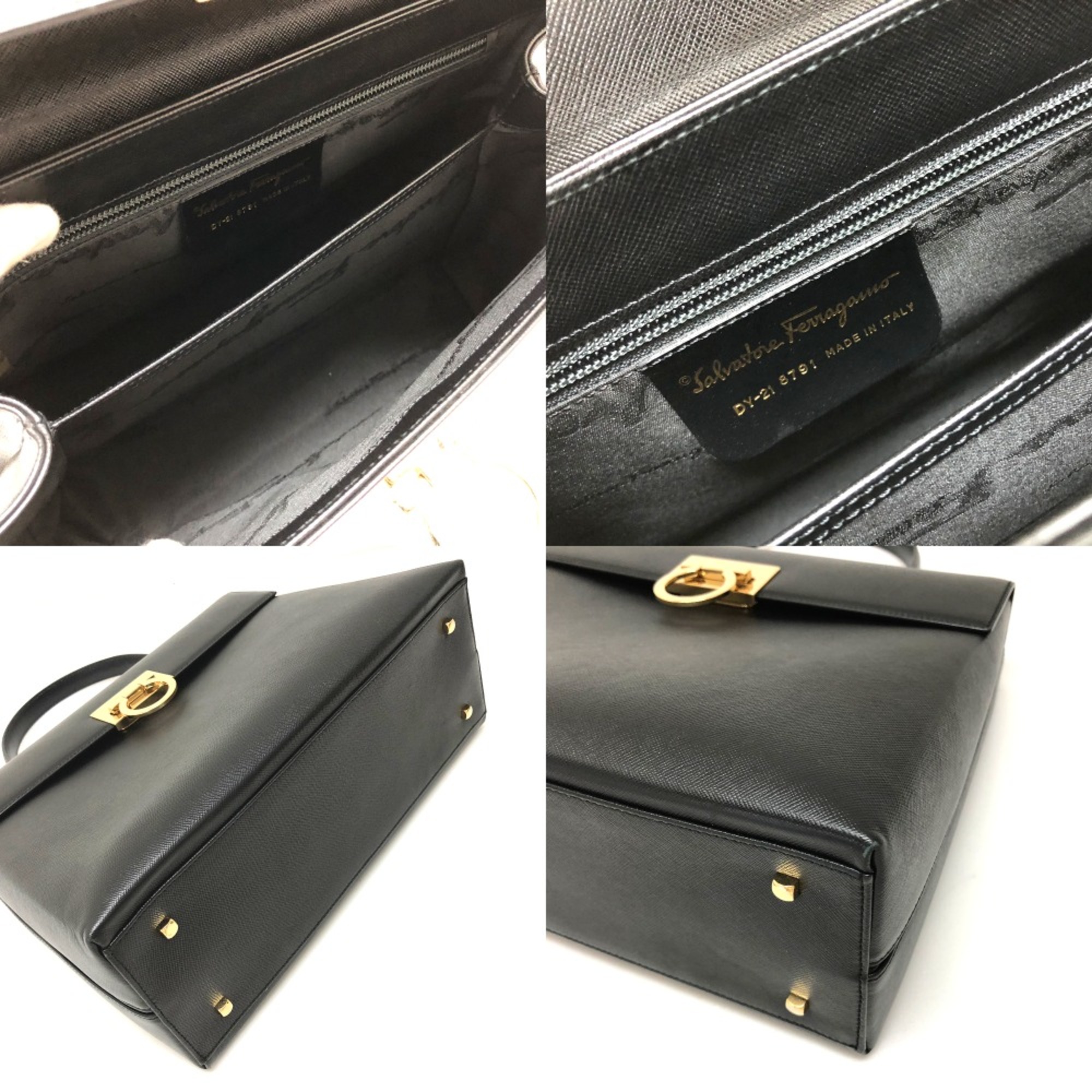 Salvatore Ferragamo Bag 2WAY Hand Bag Black GoldHardware