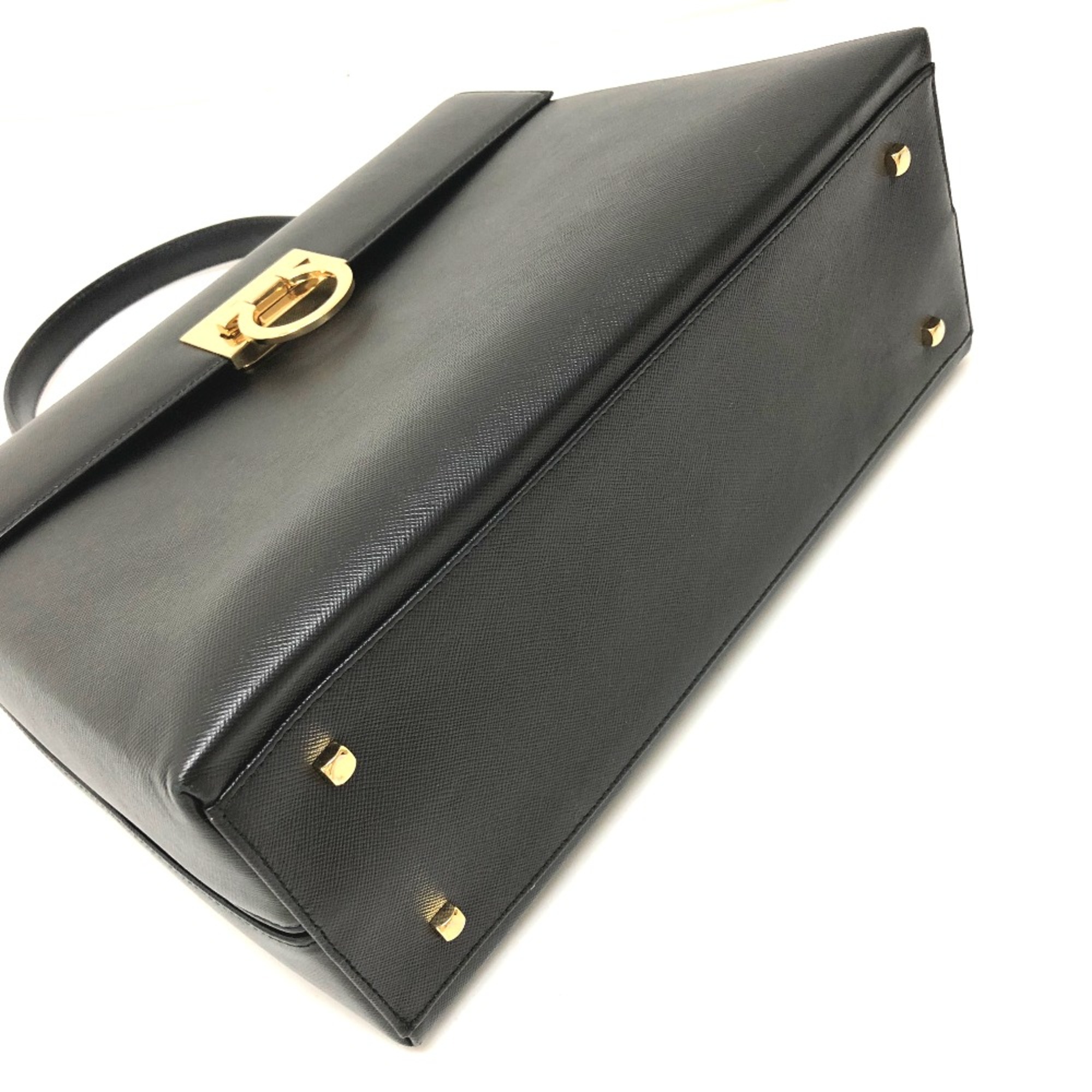 Salvatore Ferragamo Bag 2WAY Hand Bag Black GoldHardware