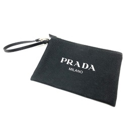 PRADA clutch bag bag Flap Strap Pouch Black Blue /SilverHardware