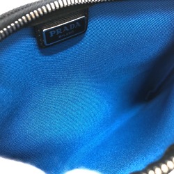 PRADA clutch bag bag Flap Strap Pouch Black Blue /SilverHardware