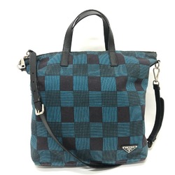 PRADA Triangle logo 2WAY Bag Shoulder Bag Crossbody Tote Bag Hand Bag blue Black/SilverHardware