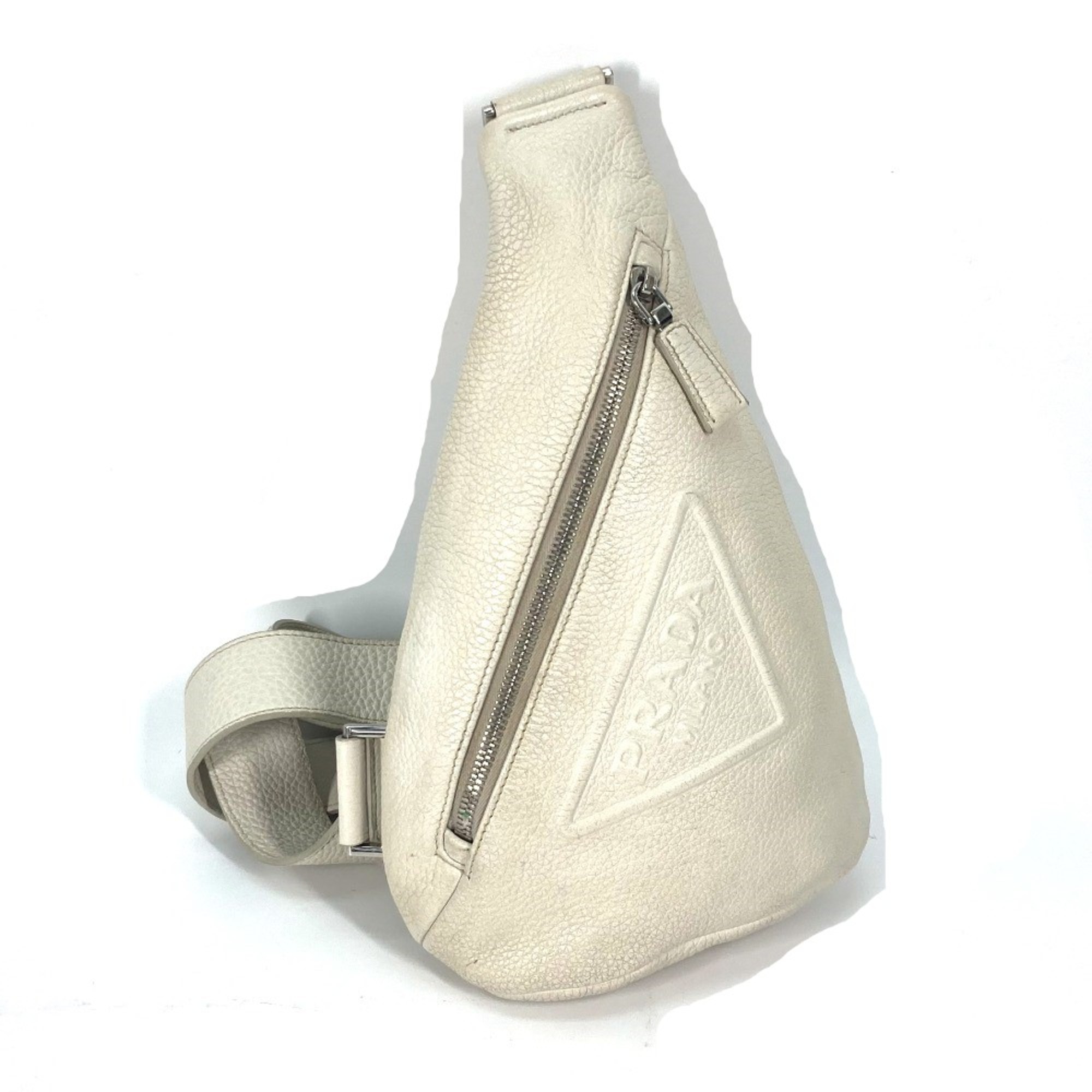 PRADA 2VZ098 triangle logo triangle logo shoulder bag body bag Off White White