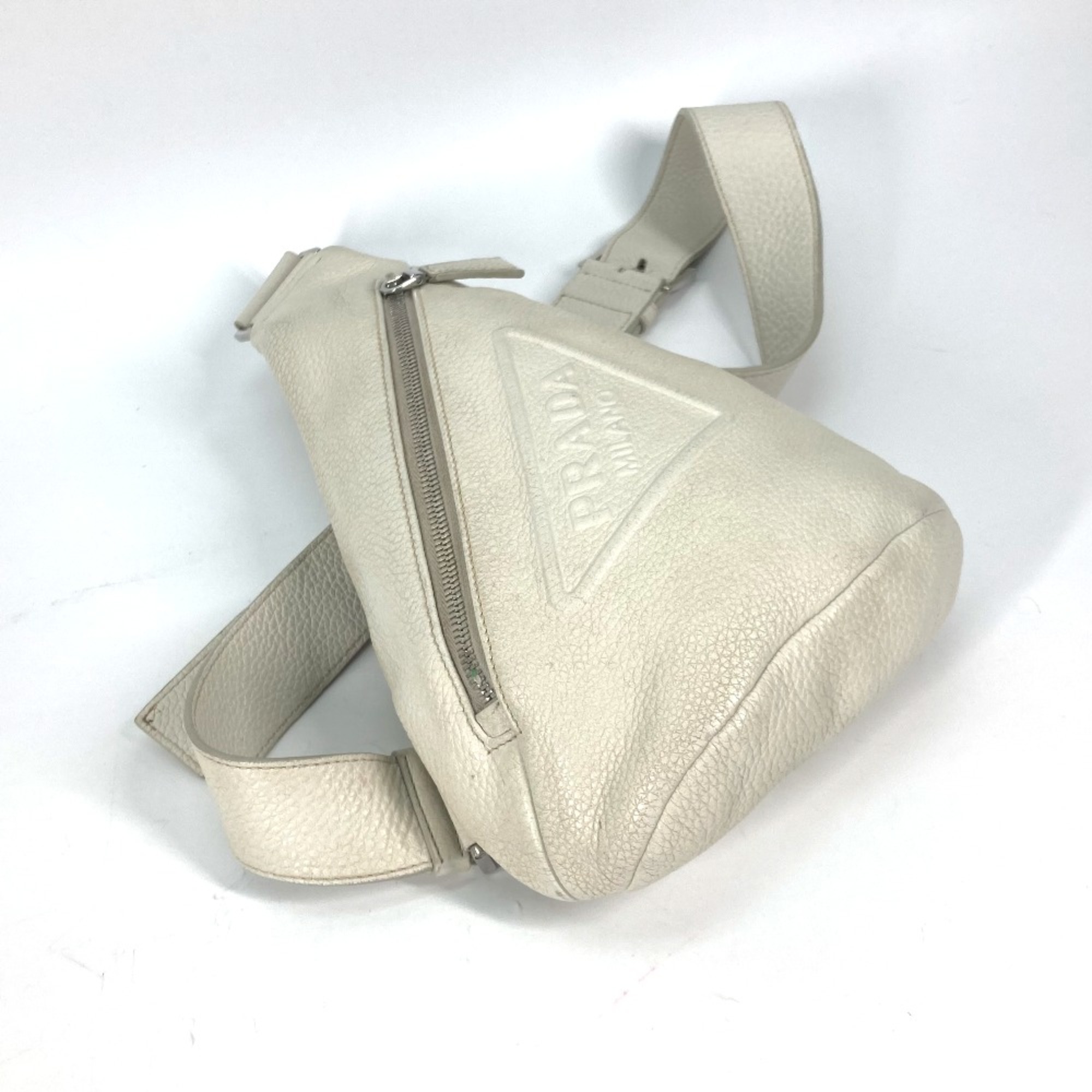 PRADA 2VZ098 triangle logo triangle logo shoulder bag body bag Off White White