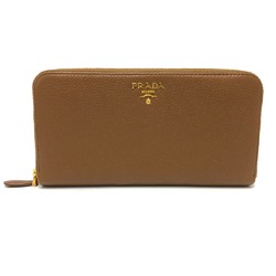 PRADA 1M0506 Zip Around Long Wallet Brown GoldHardware eLADY Globazone