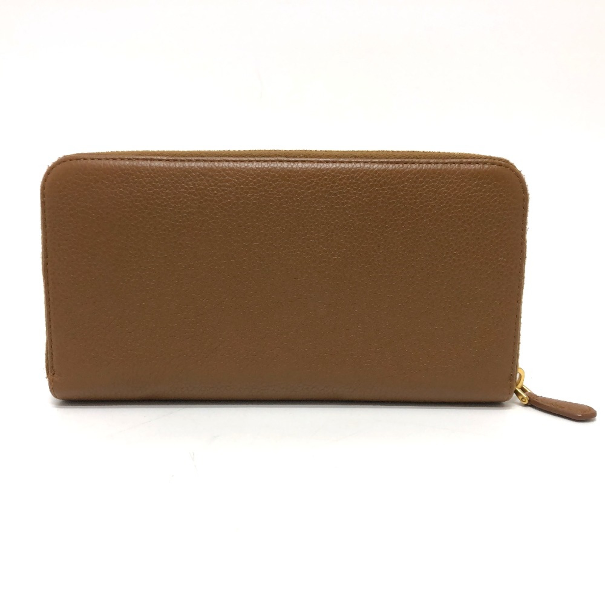 PRADA 1M0506 Zip Around Long Wallet Brown GoldHardware