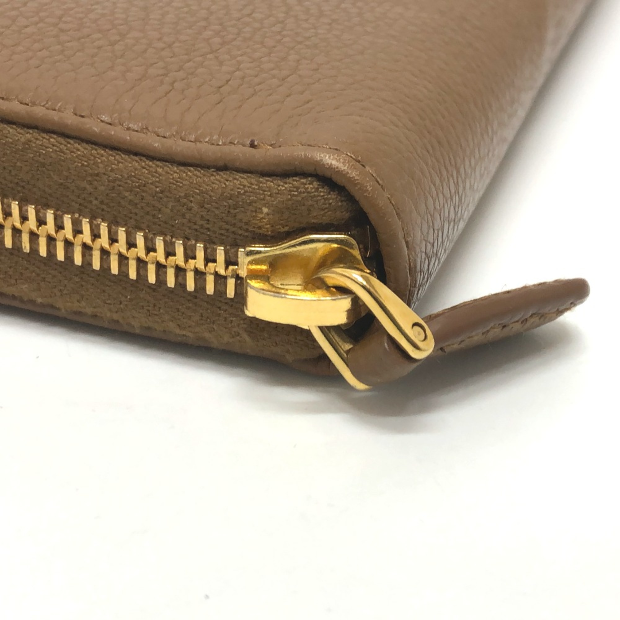 PRADA 1M0506 Zip Around Long Wallet Brown GoldHardware