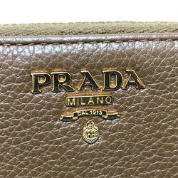 PRADA 1M0506 Zip Around Long Wallet Brown GoldHardware