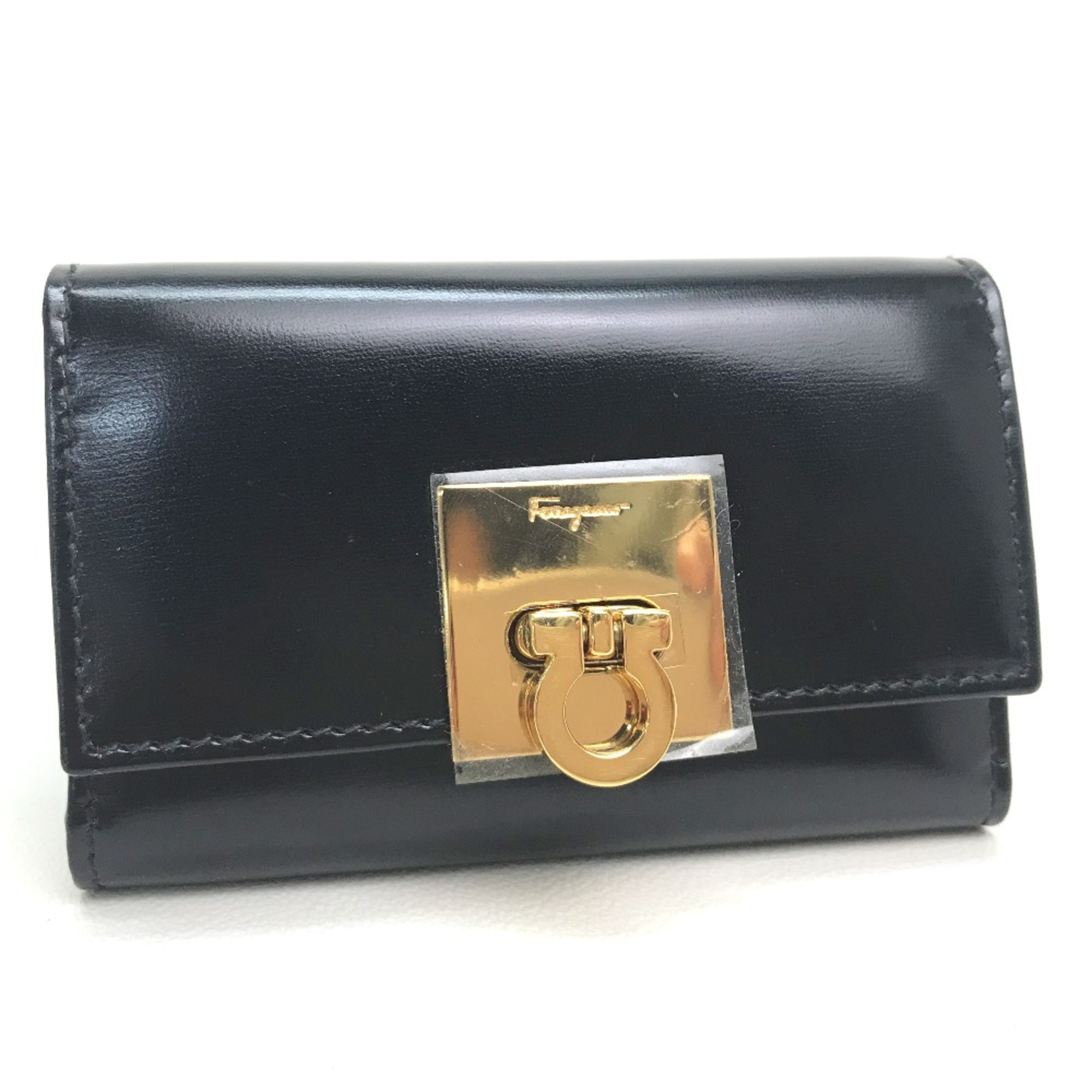 Salvatore Ferragamo Key Case Black GoldHardware