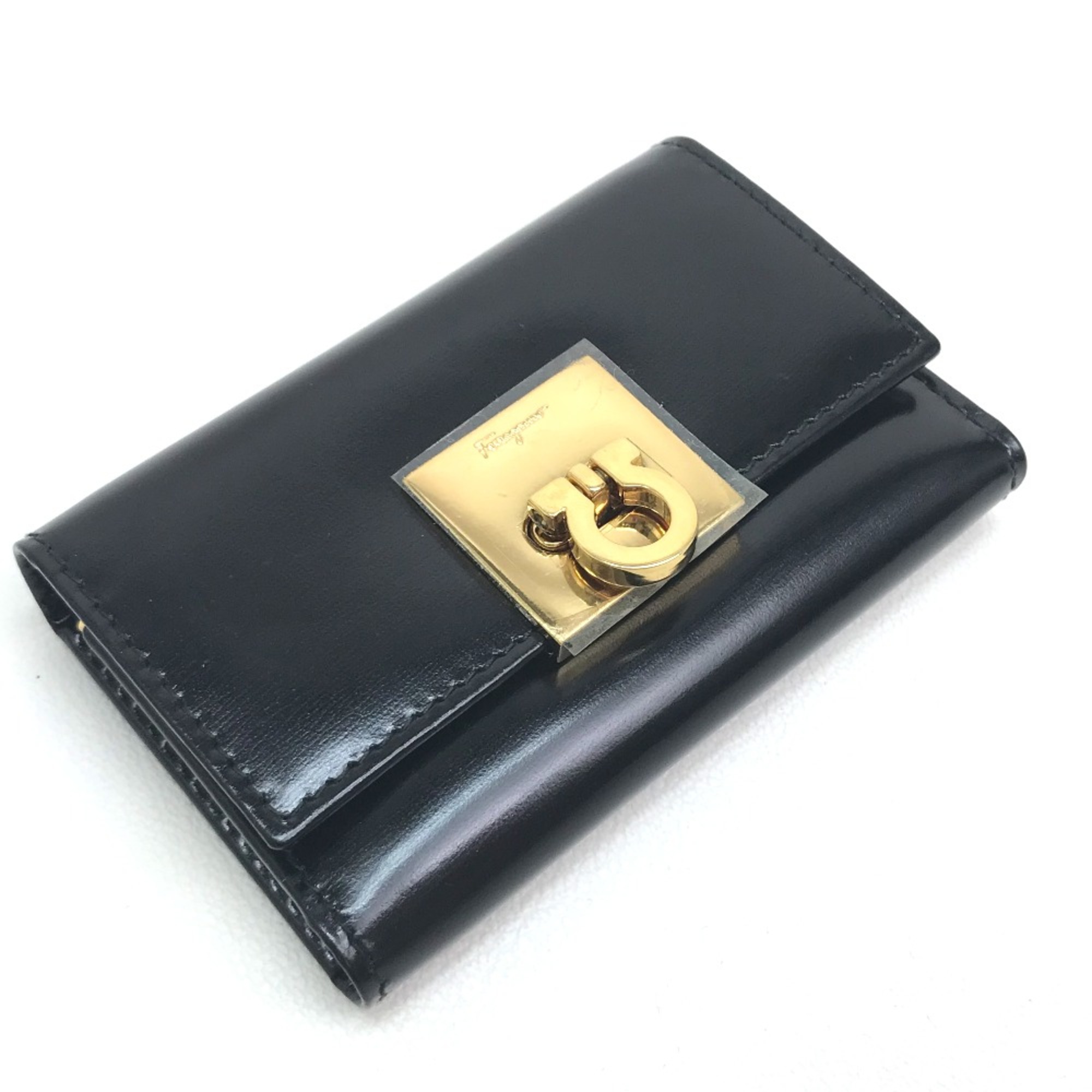 Salvatore Ferragamo Key Case Black GoldHardware