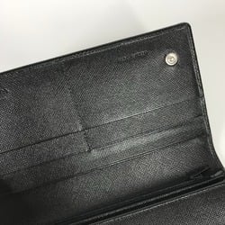 PRADA M608A triangle logo triangle logo plate Bifold Long Wallet Black