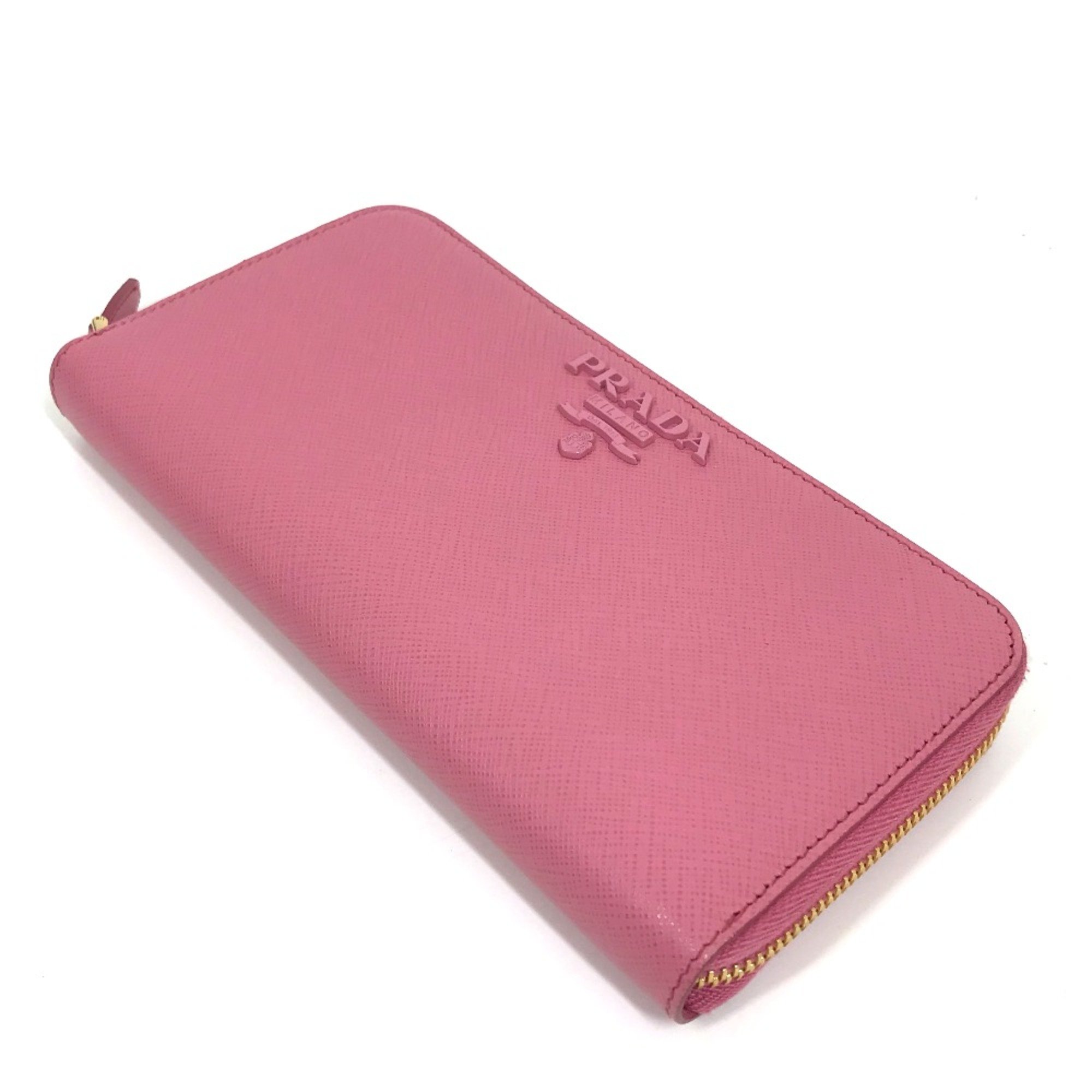 PRADA 1ML506 logo Zip Around Long Wallet BEGONIA pink