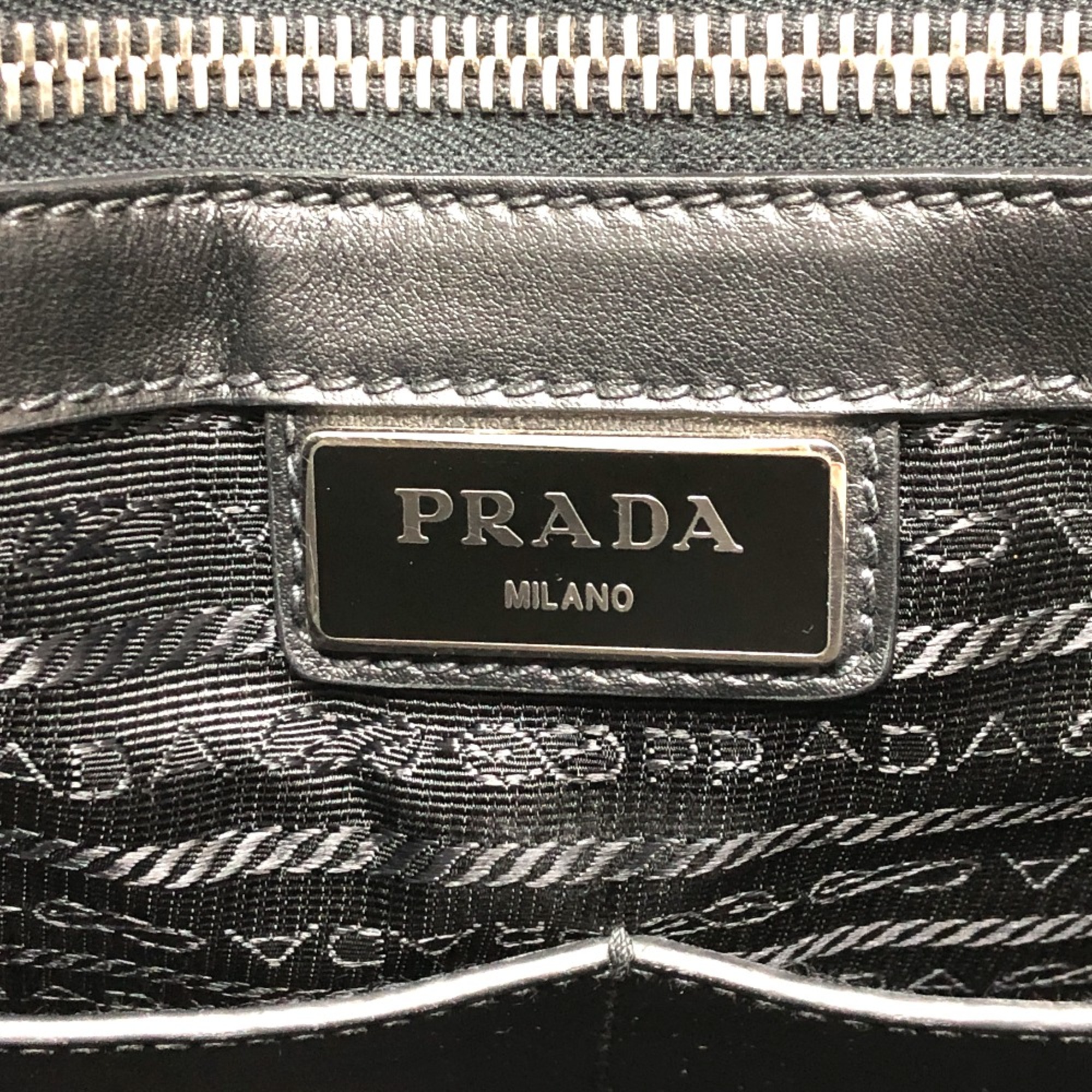 PRADA 2VG079 logo bag handbag Tote Bag Black SilverHardware