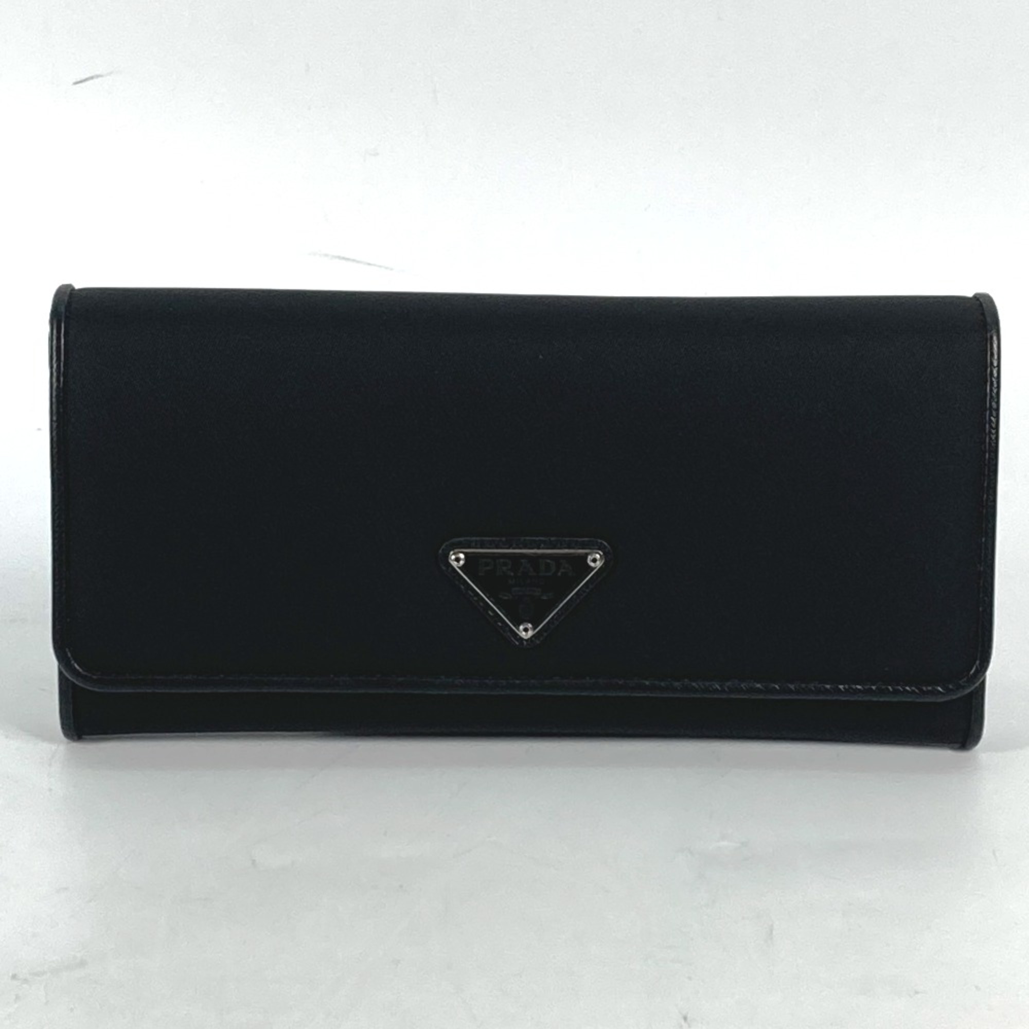 PRADA 1MH132 Long Wallet Business Card Case Pass case with flap Folded wallet Black