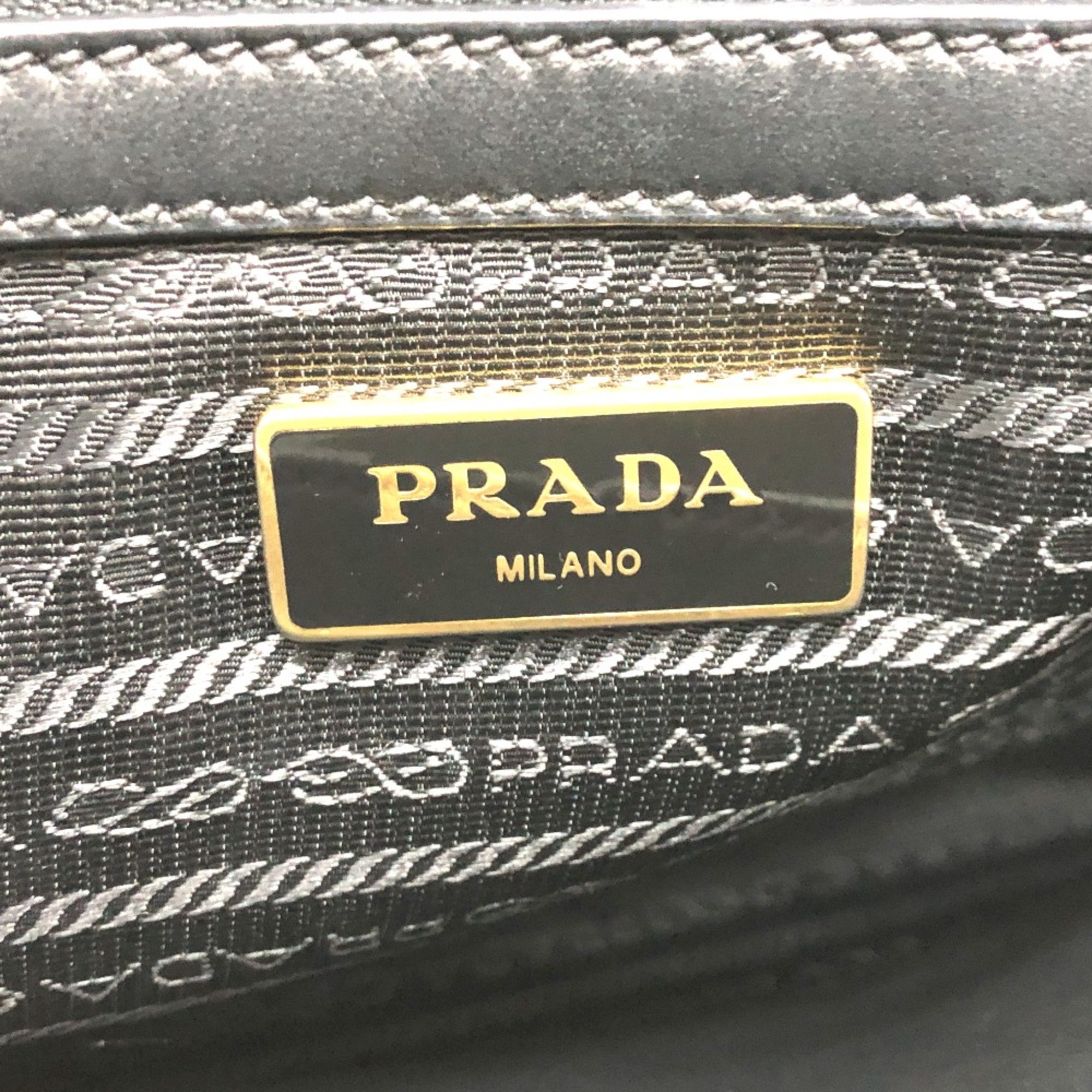 PRADA 1BA113 2WAY Bag Shoulder Bag Crossbody Hand Bag Black GoldHardware