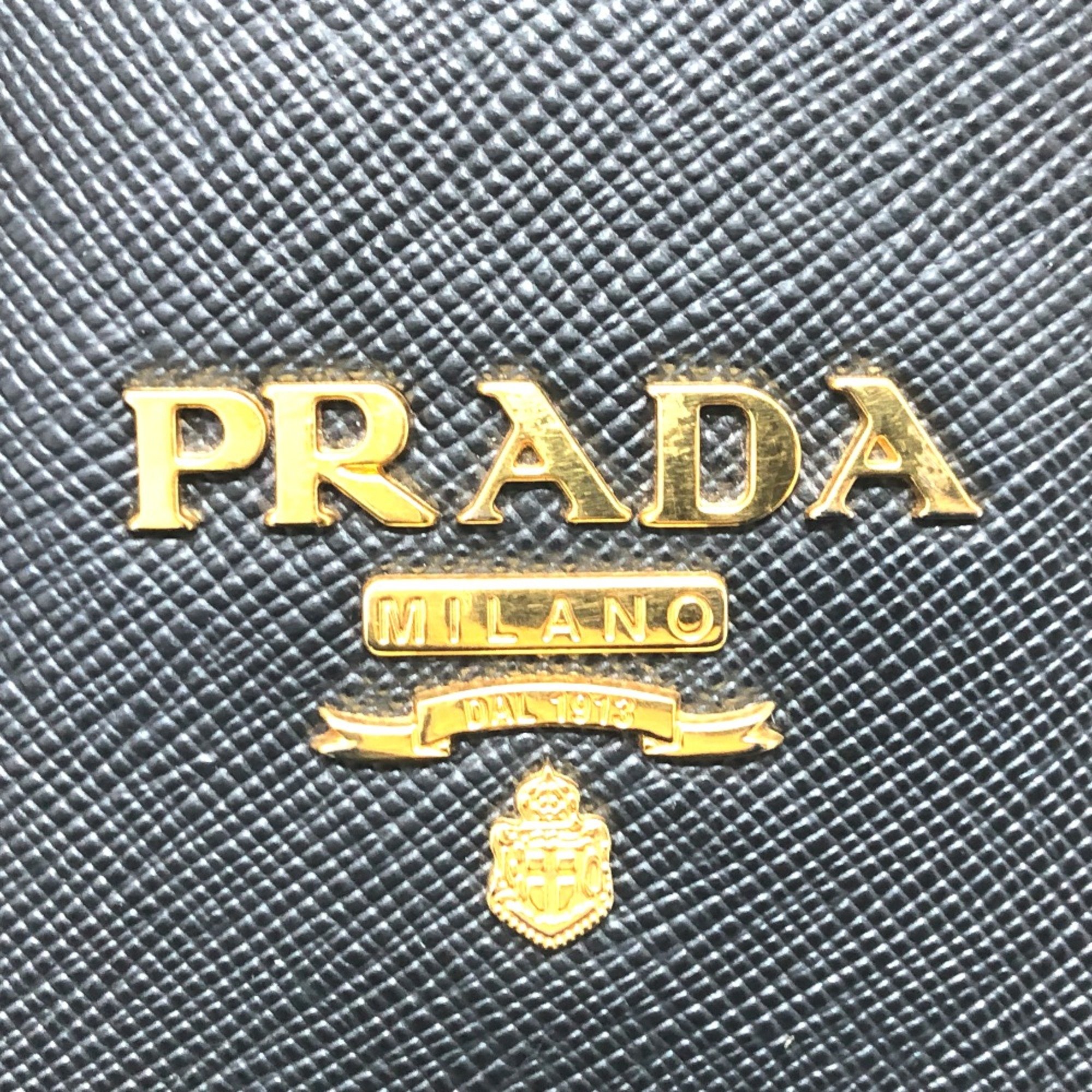 PRADA 1BA113 2WAY Bag Shoulder Bag Crossbody Hand Bag Black GoldHardware