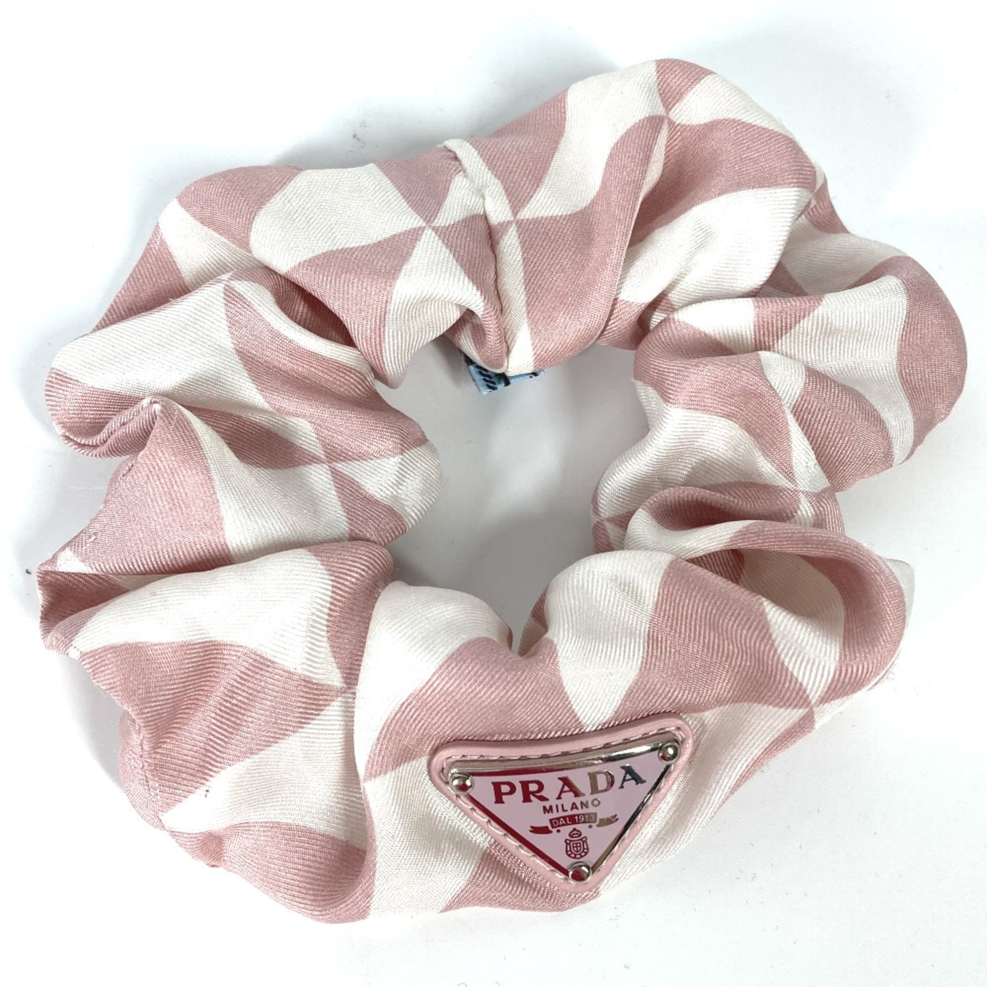 PRADA 1IF015 triangle logo triangle logo plate hair accessories hair rubber Shush pink White