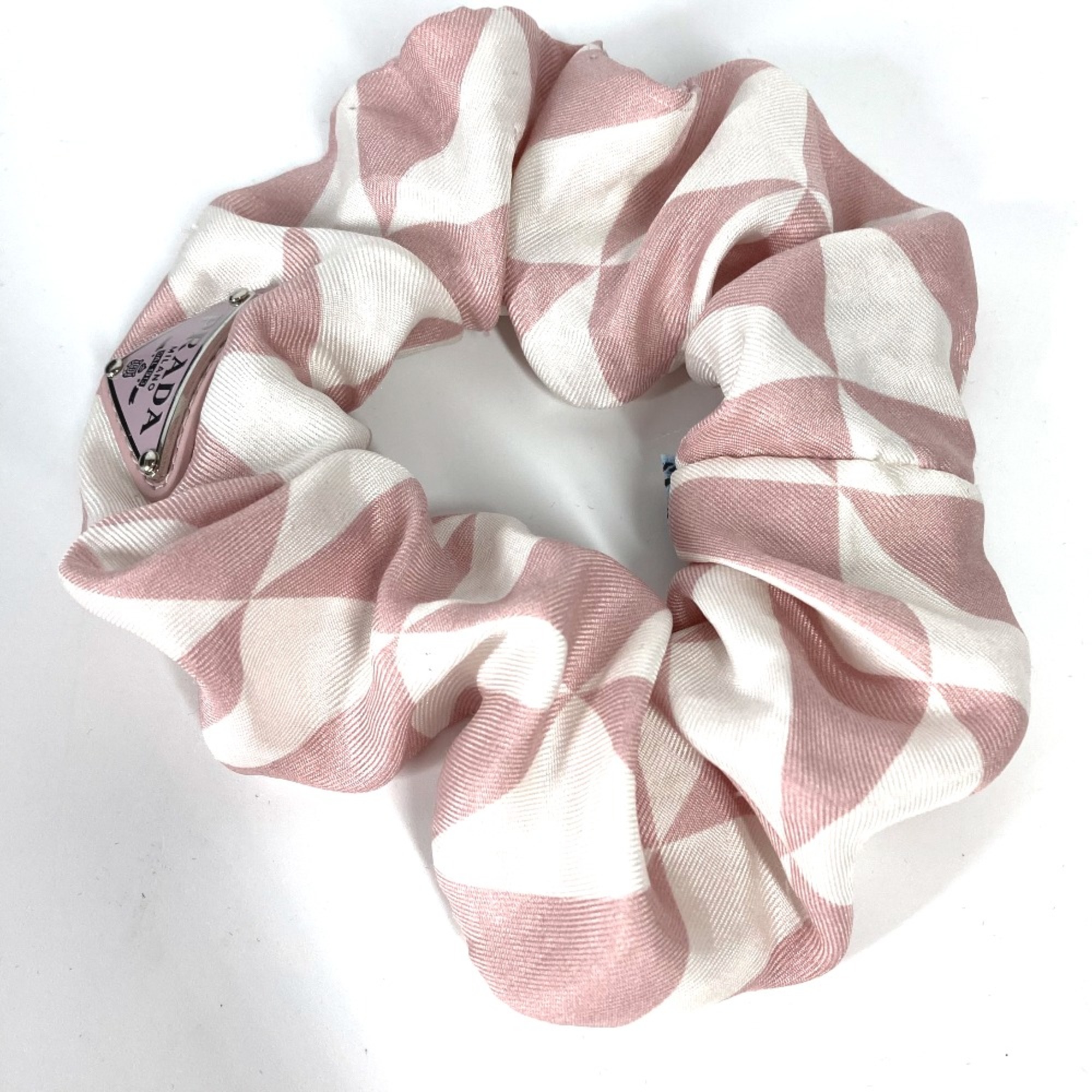 PRADA 1IF015 triangle logo triangle logo plate hair accessories hair rubber Shush pink White