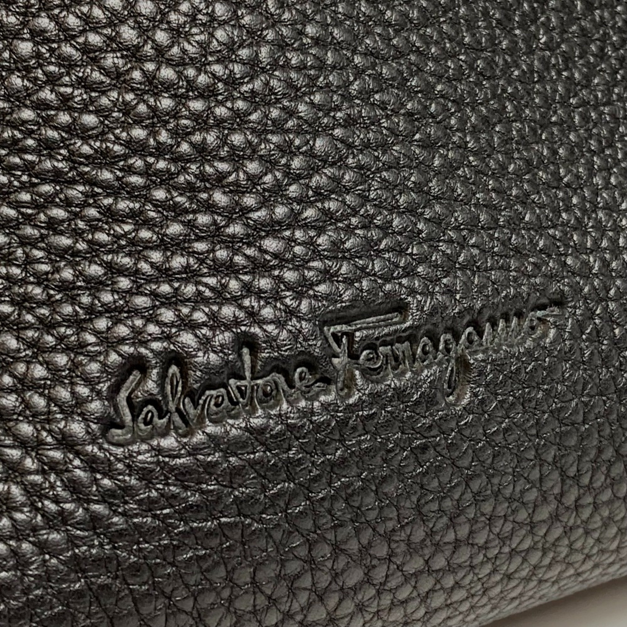 Salvatore Ferragamo AF-214920 logo Width Tote Bag Hand Bag Black