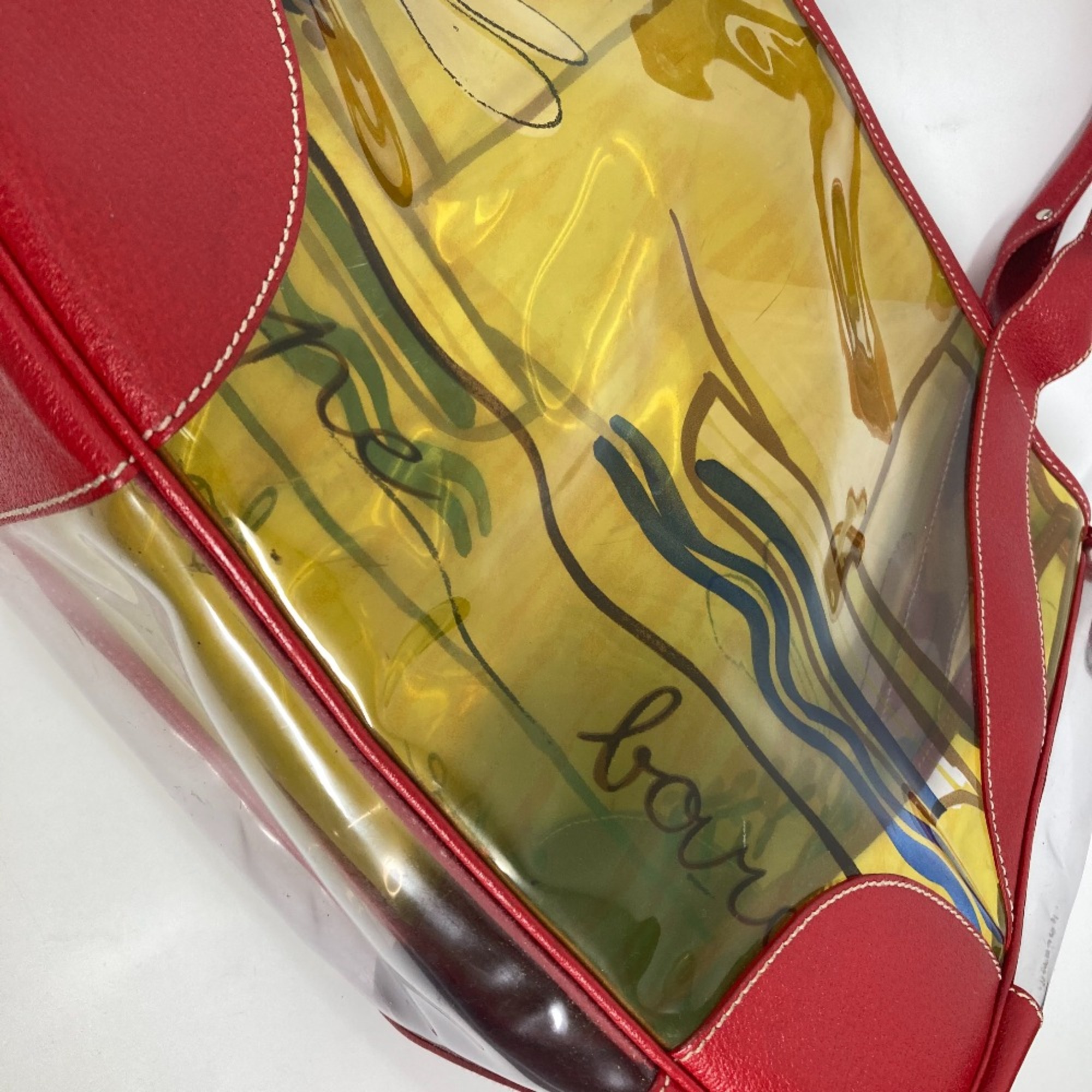 PRADA Vinyl Bags Tote Bag Shoulder Bag Red yellow