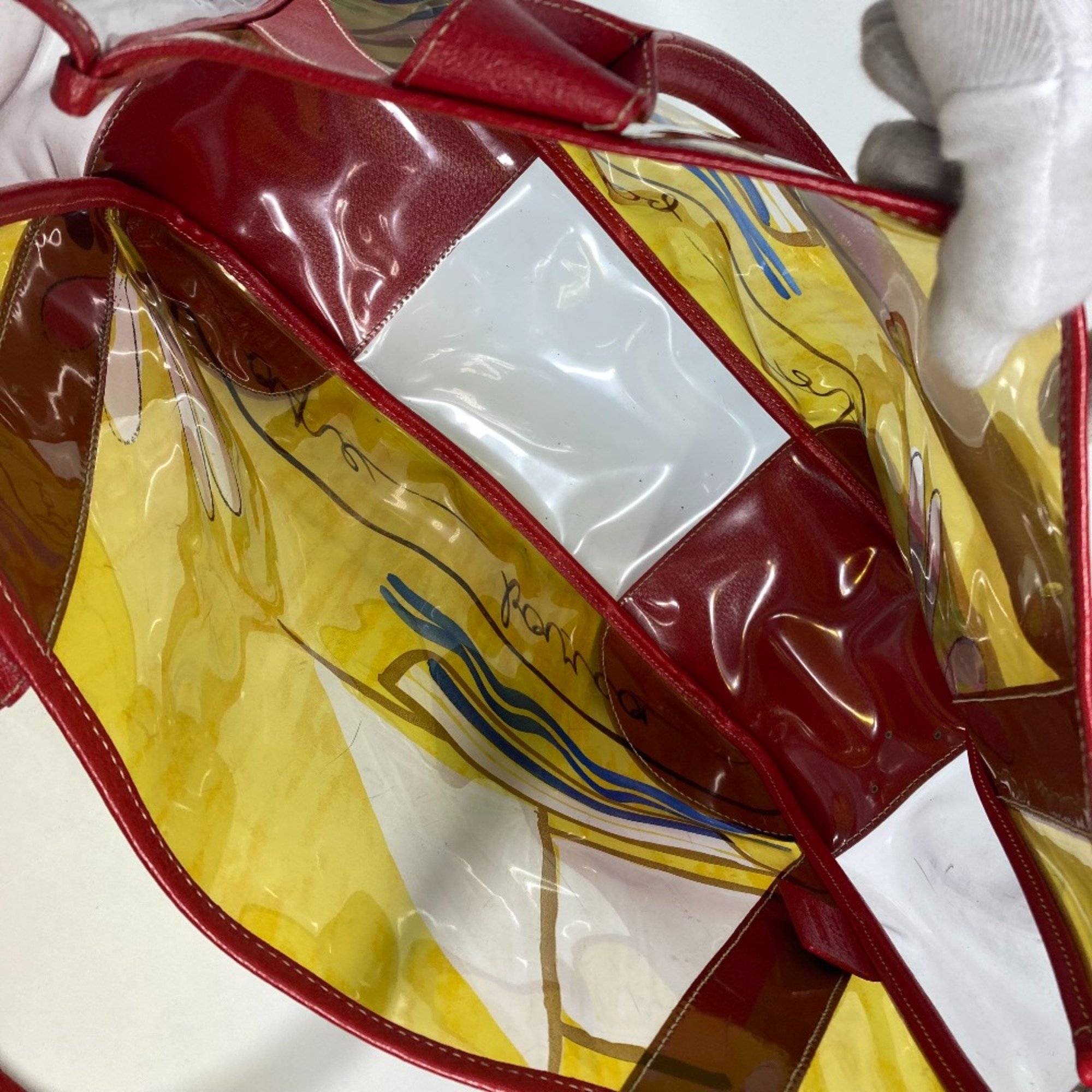 PRADA Vinyl Bags Tote Bag Shoulder Bag Red yellow