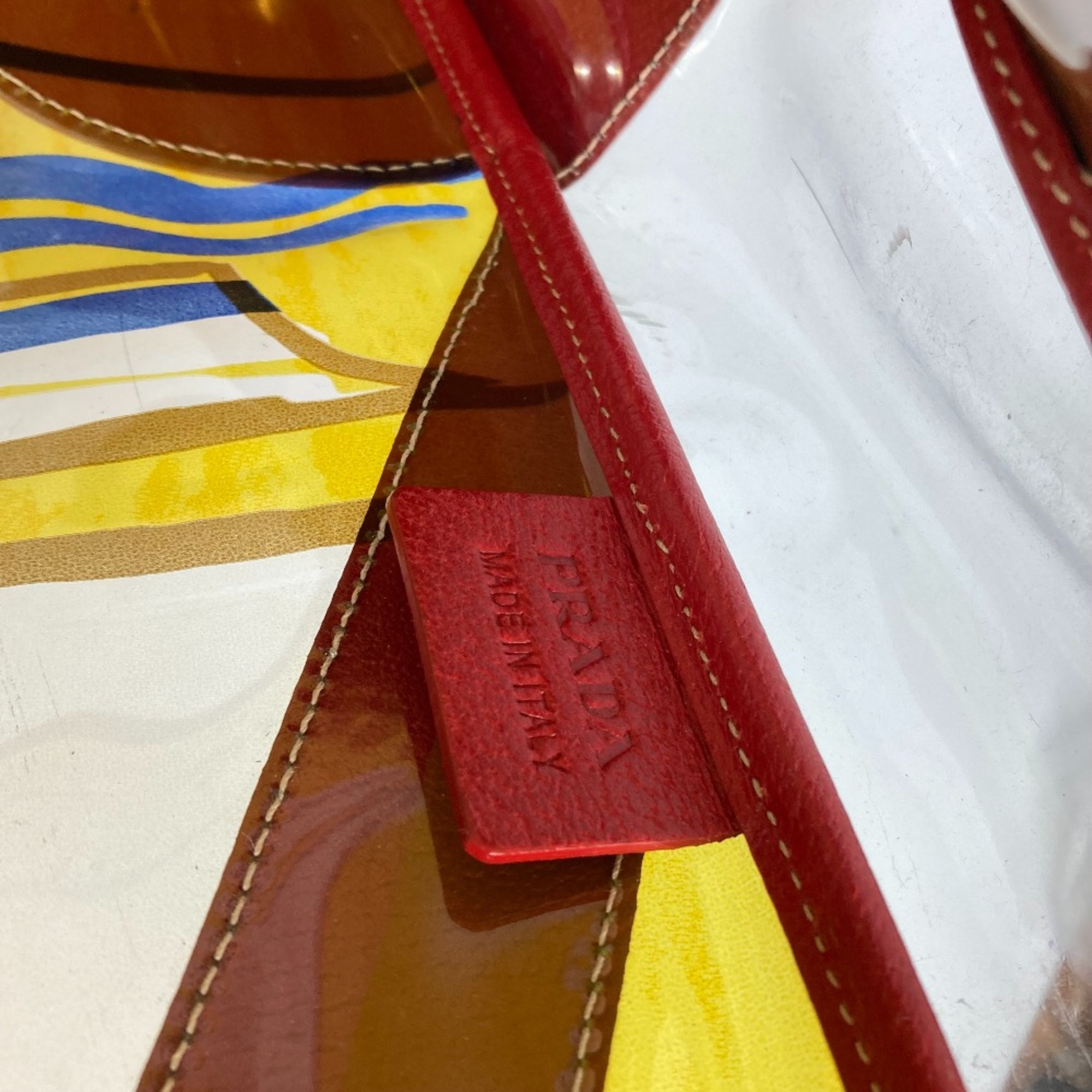 PRADA Vinyl Bags Tote Bag Shoulder Bag Red yellow