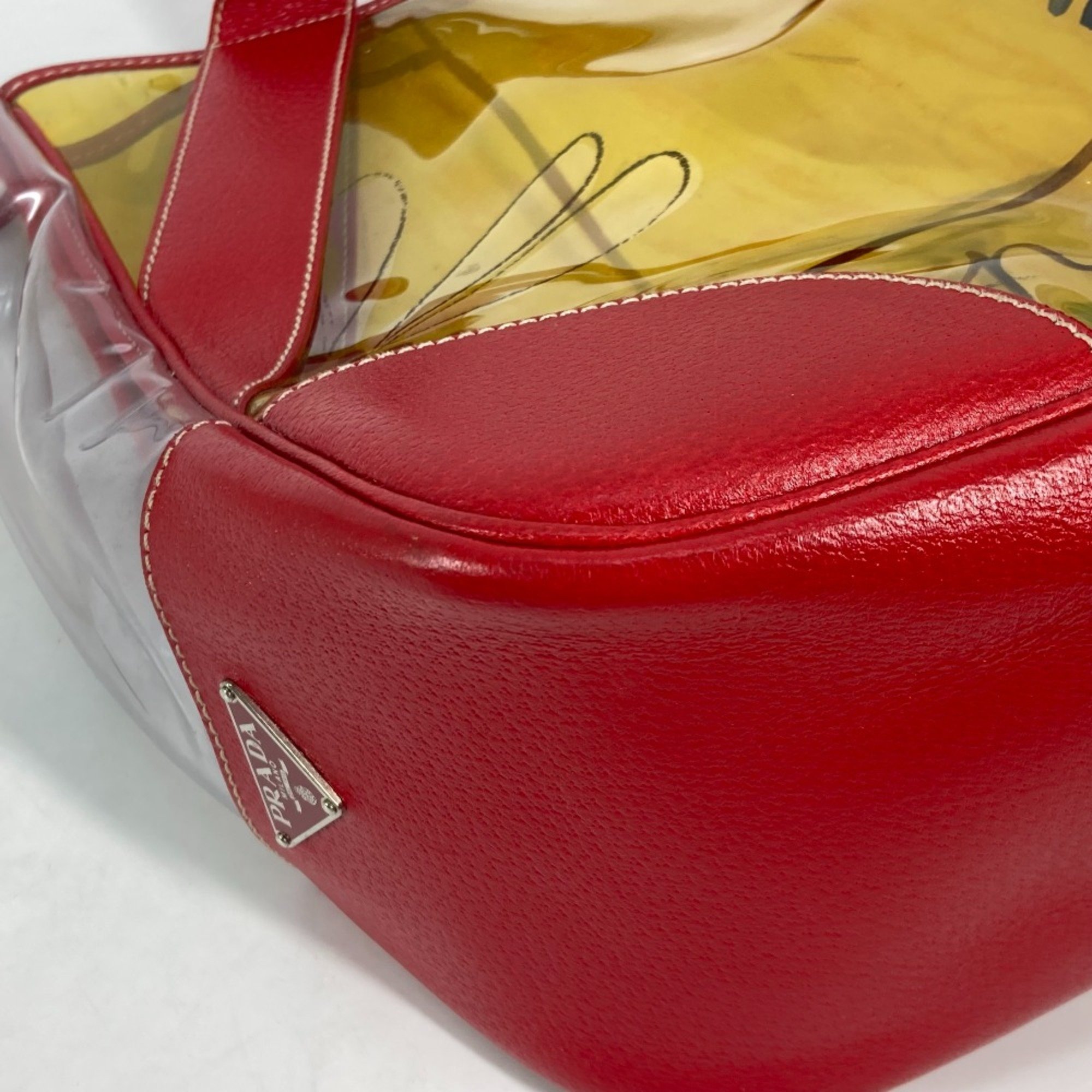 PRADA Vinyl Bags Tote Bag Shoulder Bag Red yellow