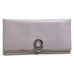 Salvatore Ferragamo Logo Hardware Long Wallet purple Light Purple Based SilverHardware