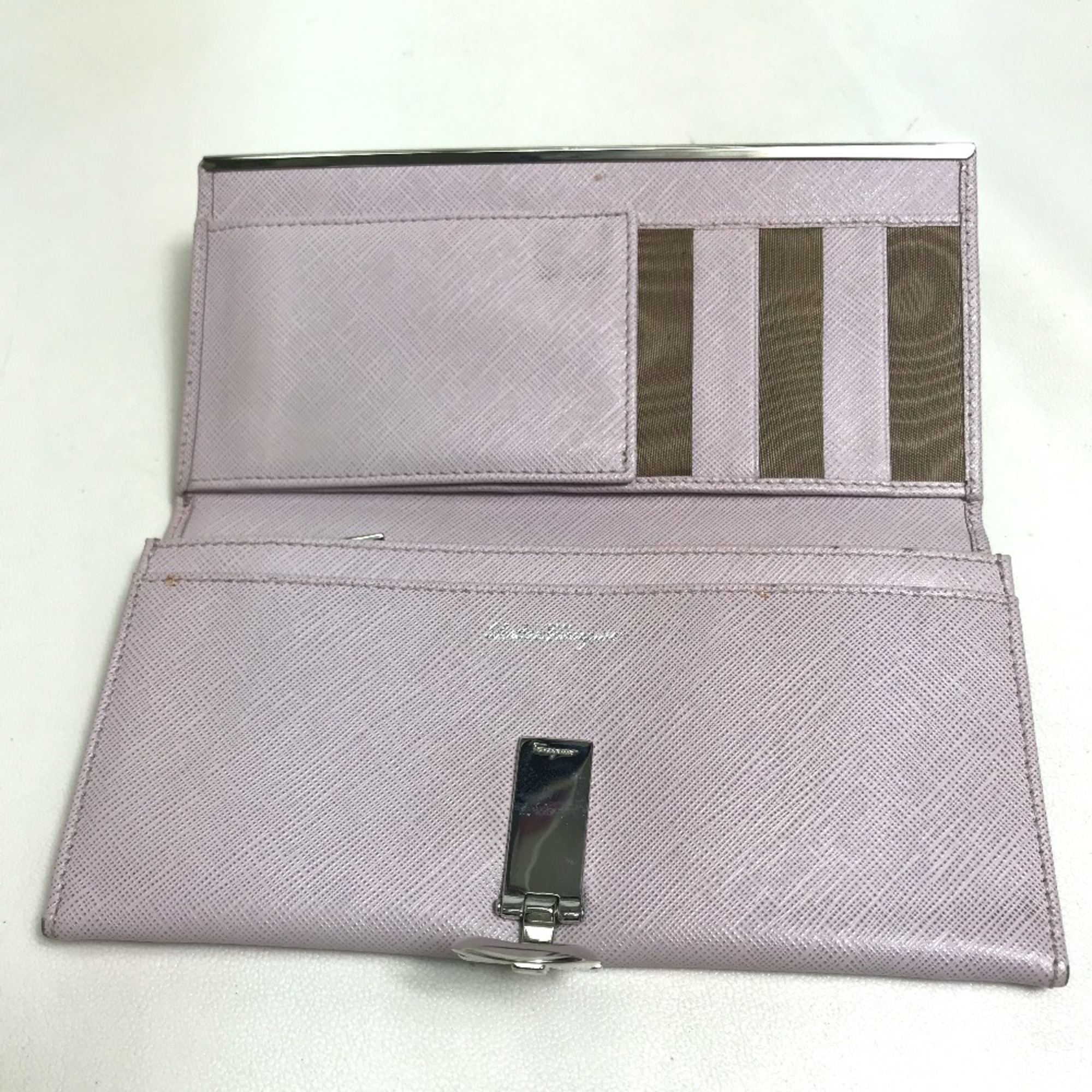 Salvatore Ferragamo Logo Hardware Long Wallet purple Light Purple Based SilverHardware