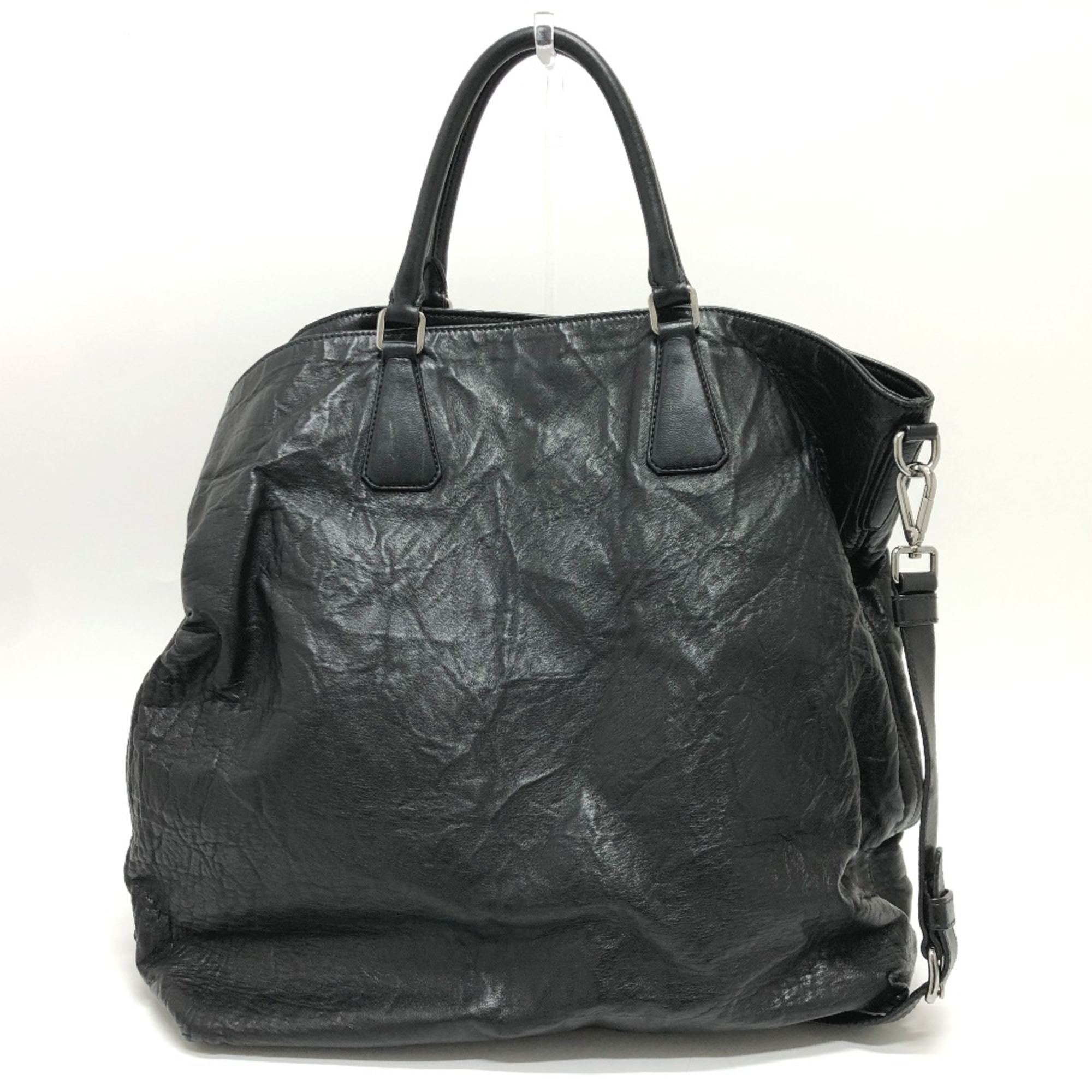 PRADA VA0971 2WAY Tote Bag Hand Bag Black SilverHardware