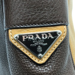 PRADA Triangle logo bag shawl Crossbody Shoulder Bag Brown Beige