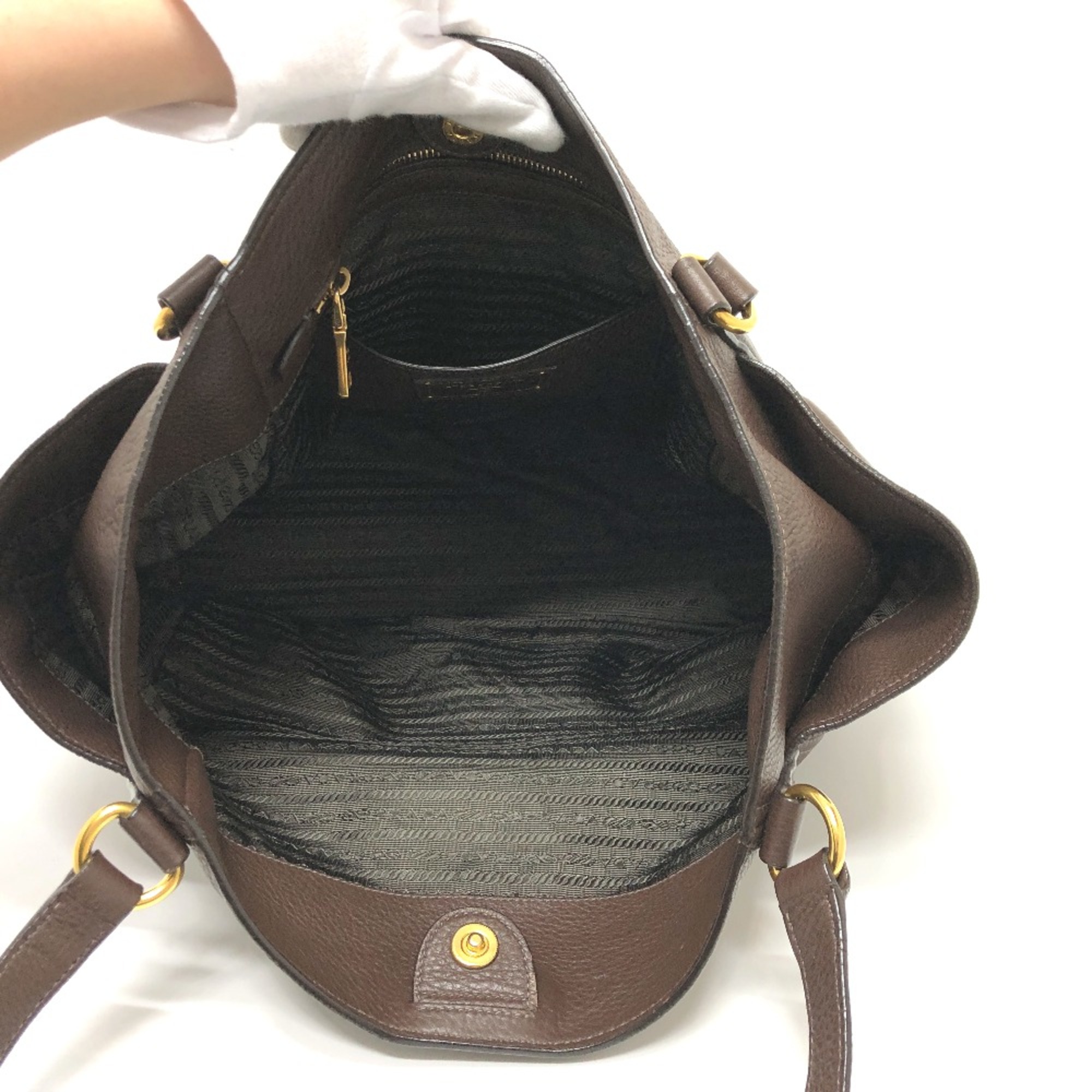 PRADA BR4970 bag shawl Tote Bag Brown GoldHardware