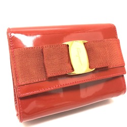 Salvatore Ferragamo Vala Ribbon flap Pouch Orange GoldHardware