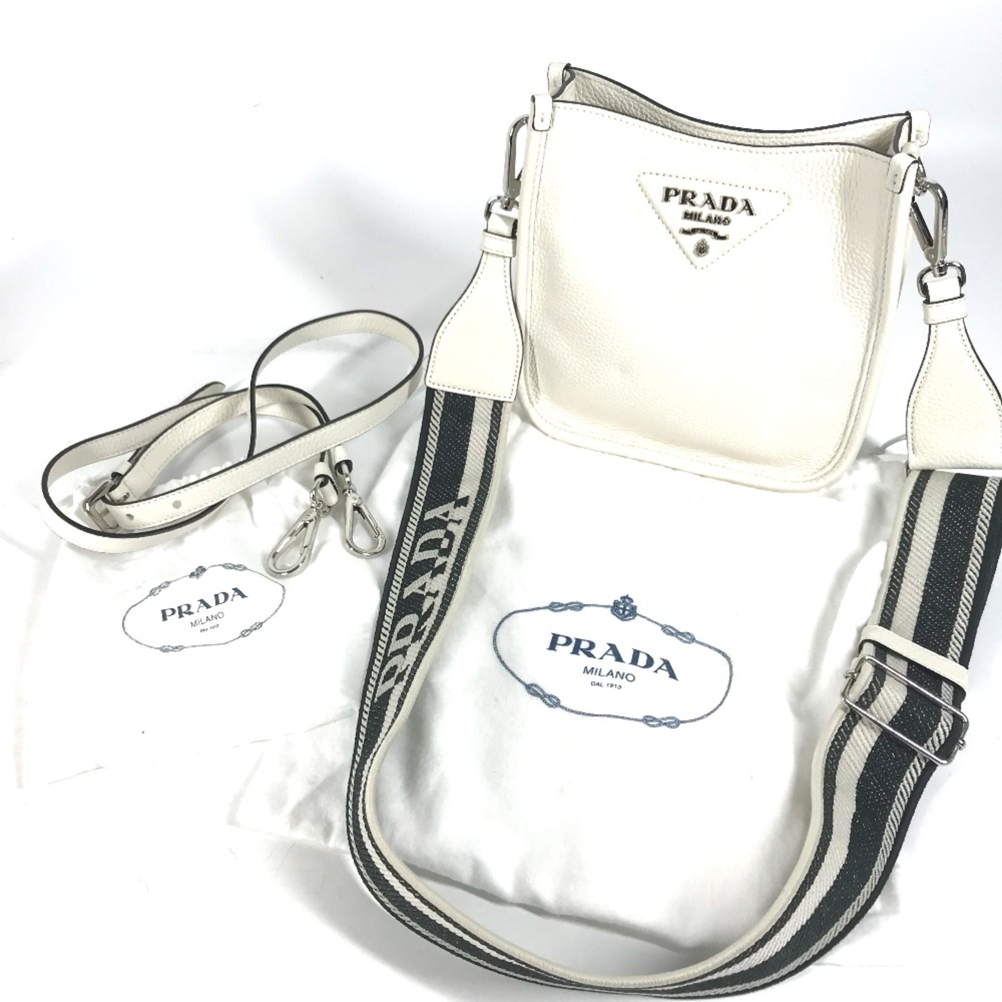 PRADA 1BH191 Crossbody Pochette bag Shoulder Bag White