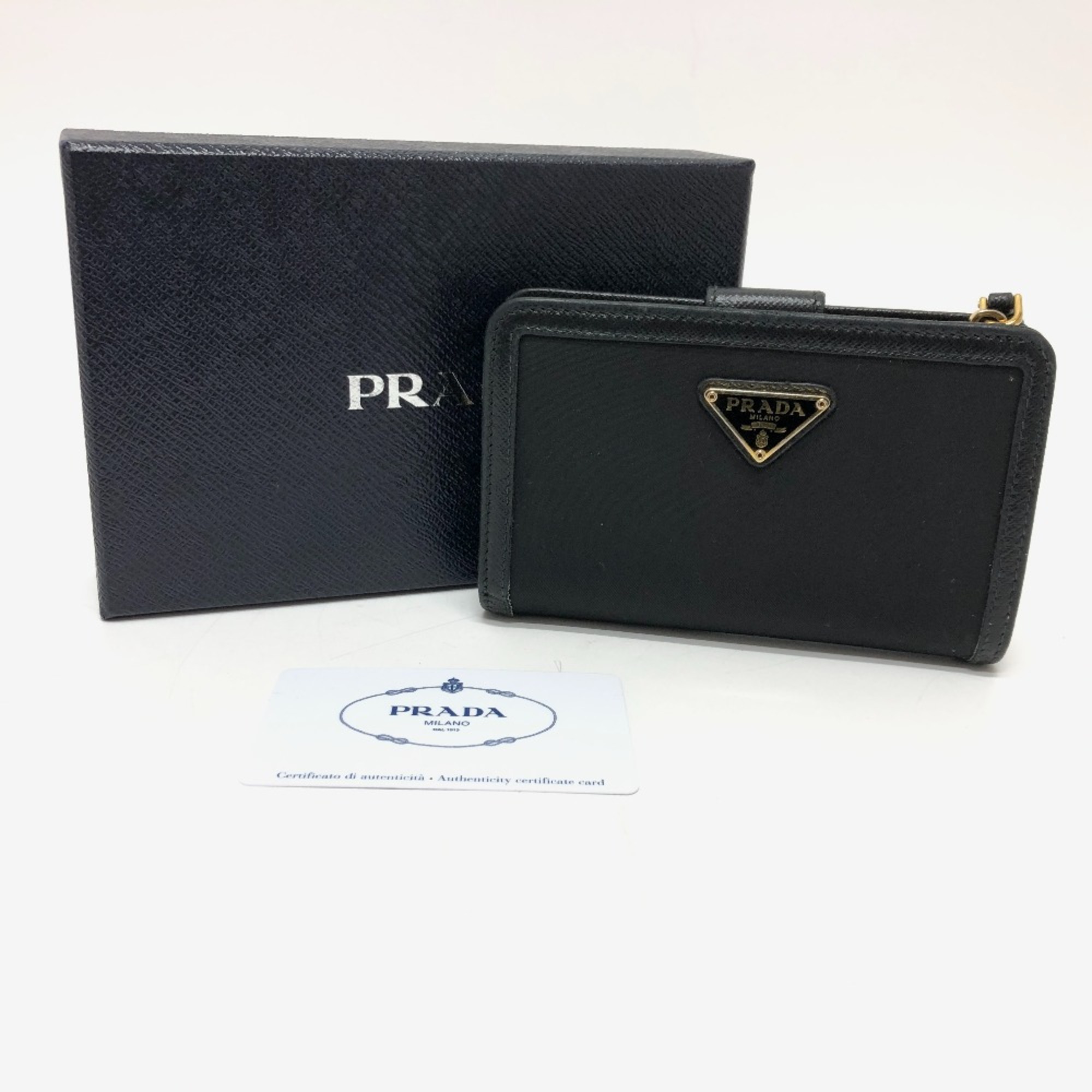 PRADA 1ML225 Folded wallet Black GoldHardware