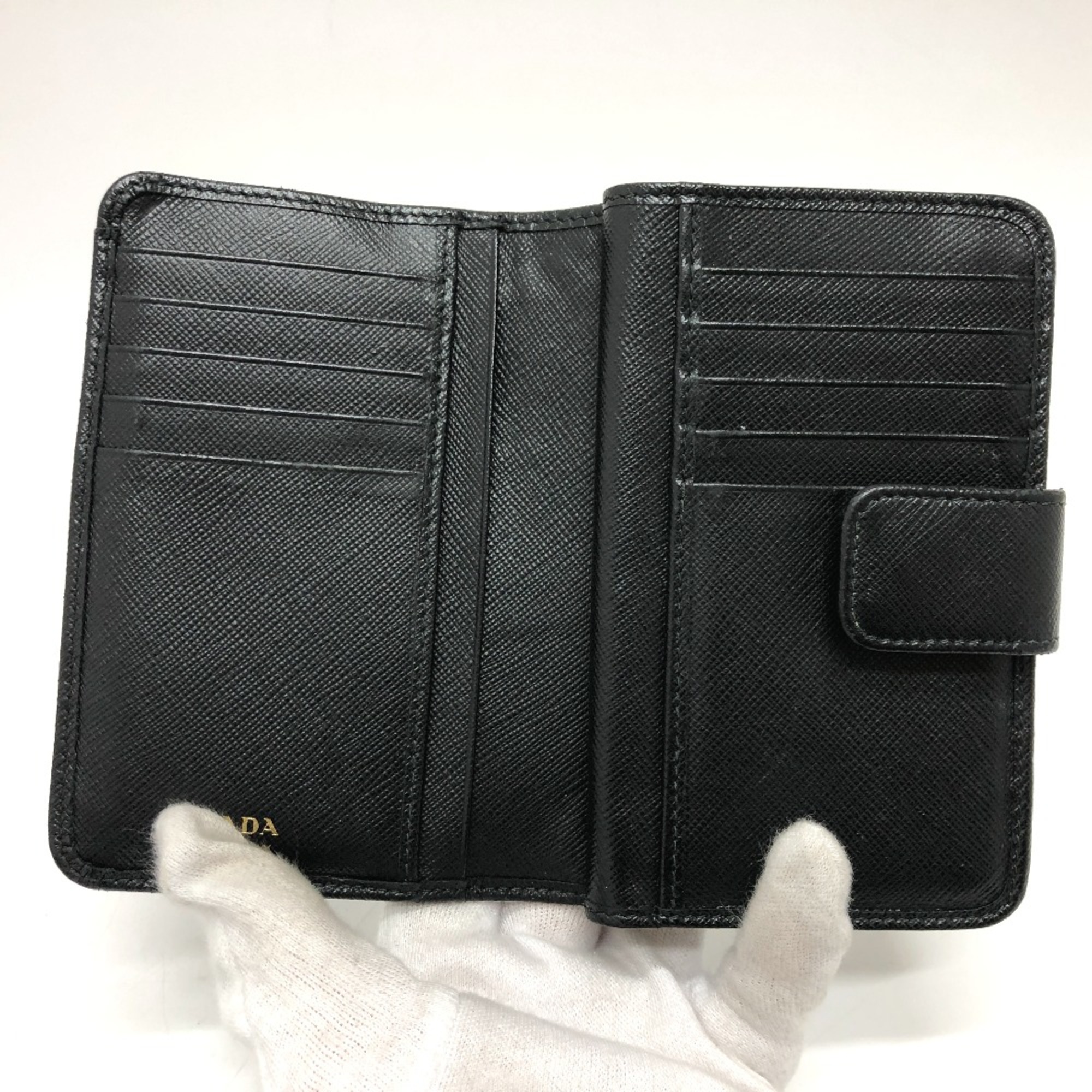 PRADA 1ML225 Folded wallet Black GoldHardware