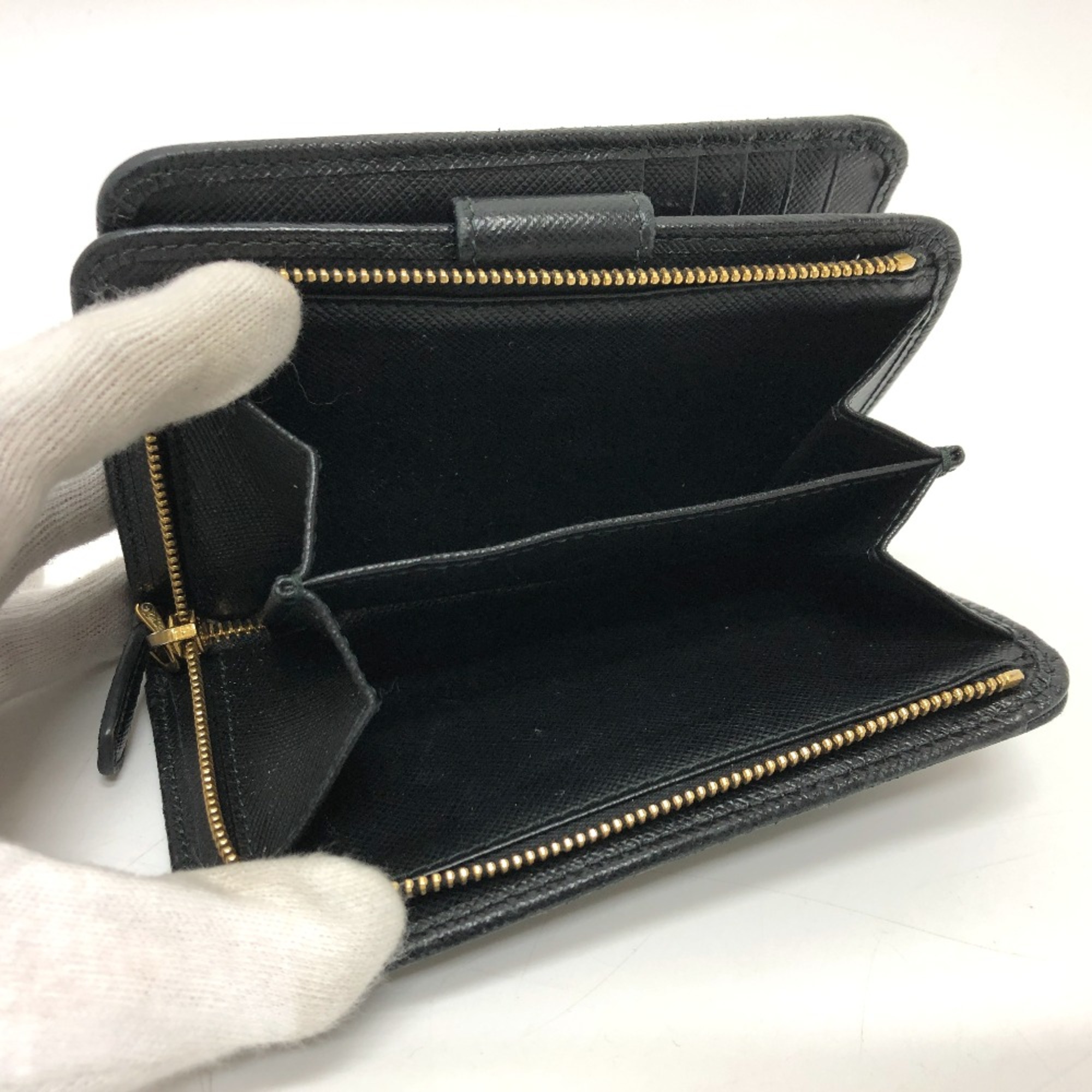 PRADA 1ML225 Folded wallet Black GoldHardware