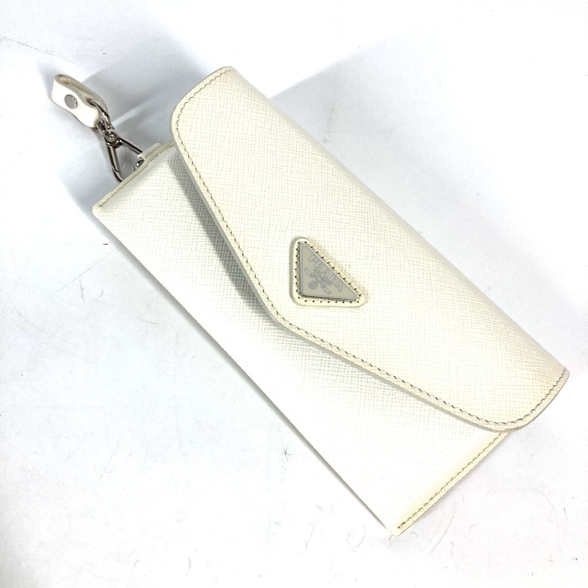 PRADA triangle logo triangle logo plate Eyewear Glasses Glasses Case Pouch White