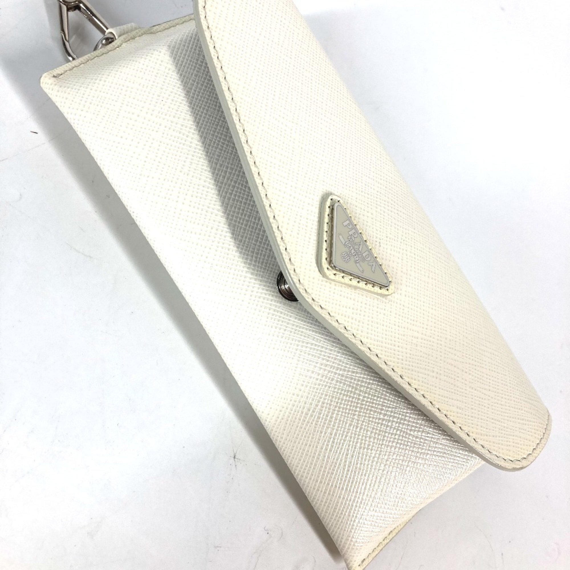 PRADA triangle logo triangle logo plate Eyewear Glasses Glasses Case Pouch White