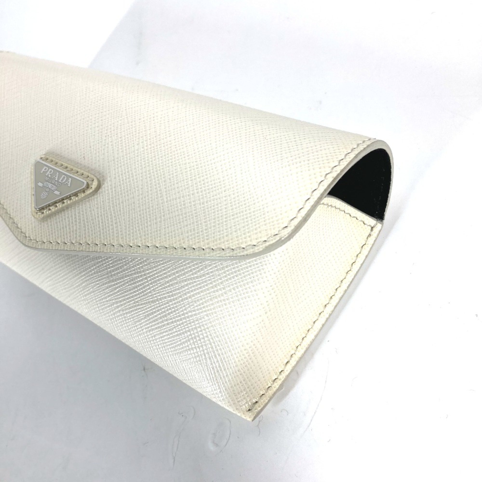 PRADA triangle logo triangle logo plate Eyewear Glasses Glasses Case Pouch White