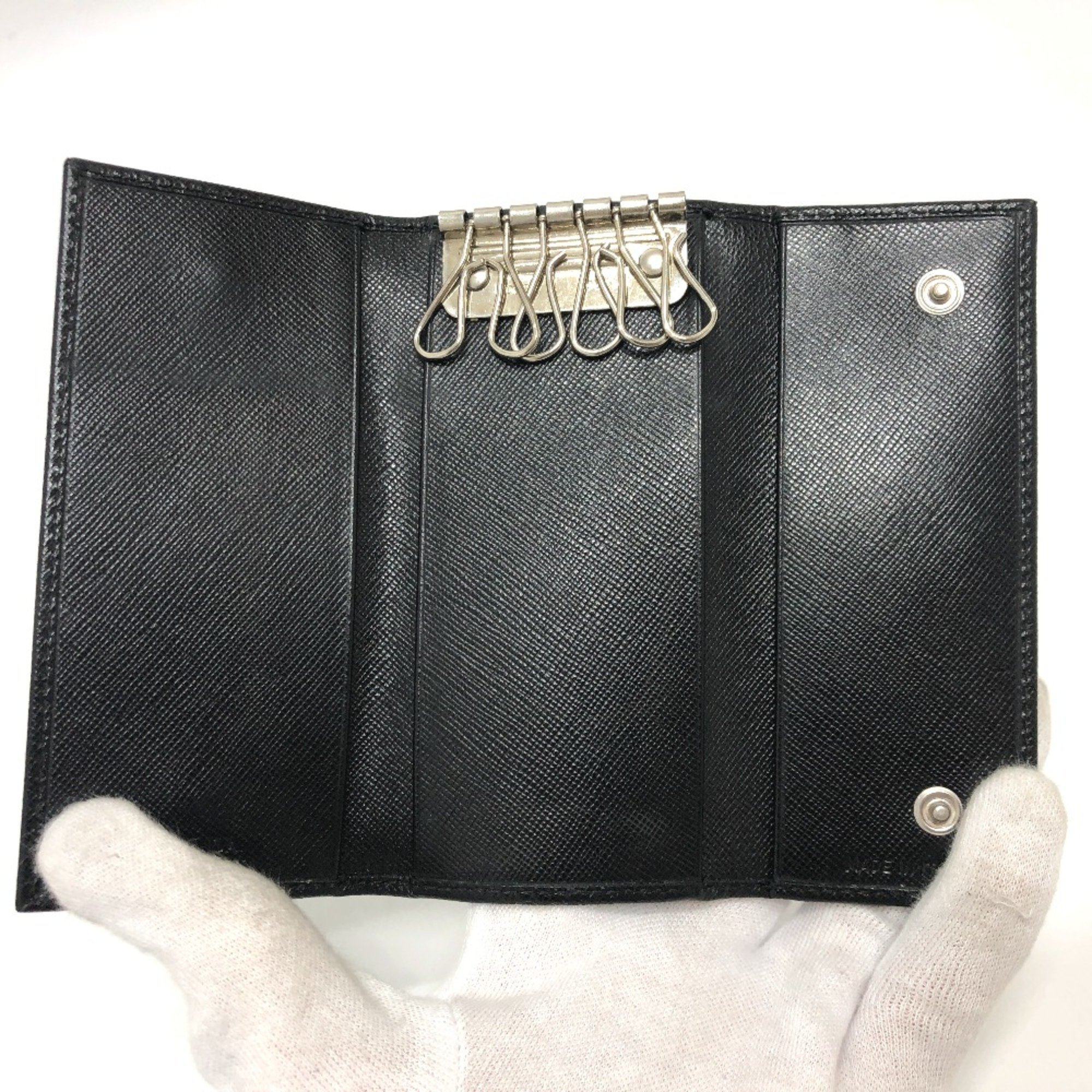 PRADA M26U Tri-fold 6 rows Key Case Black SilverHardware